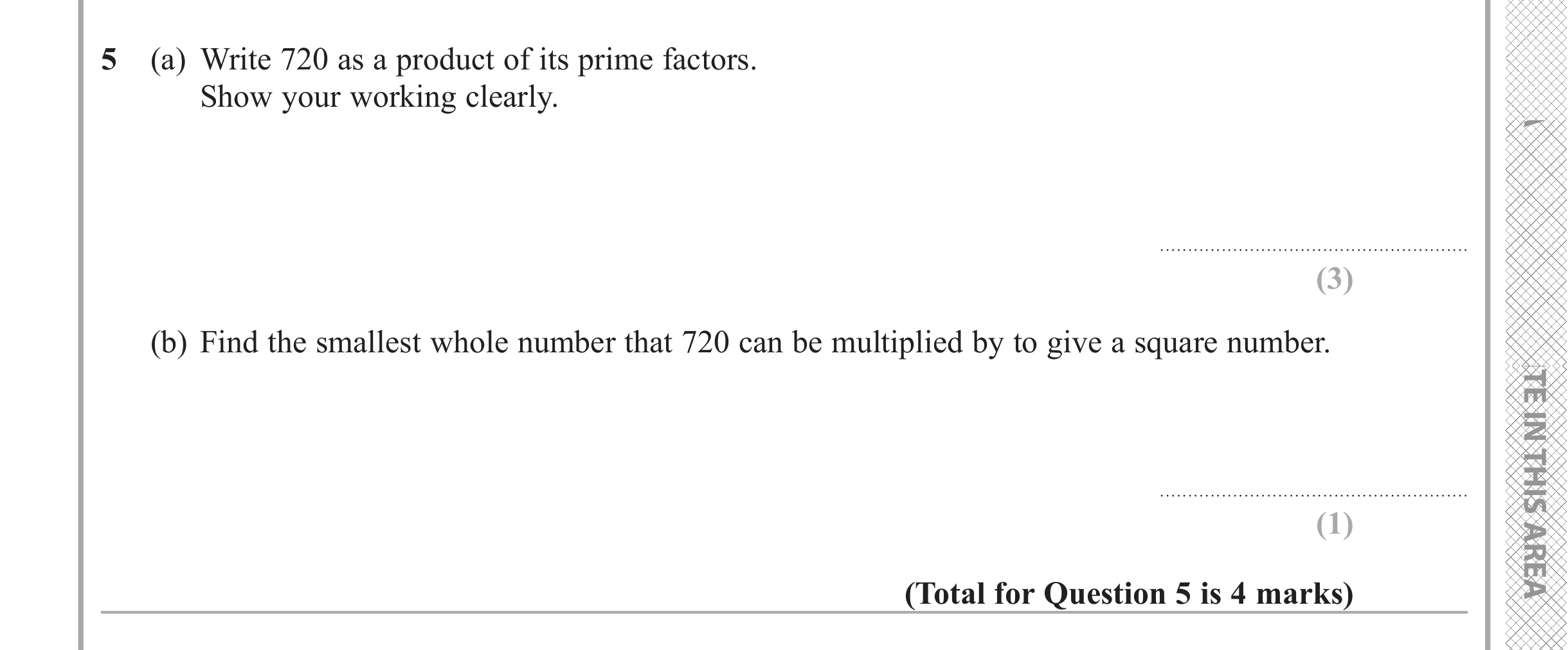 Question 5 — Prime Factors — Edexcel iGCSE June 2019