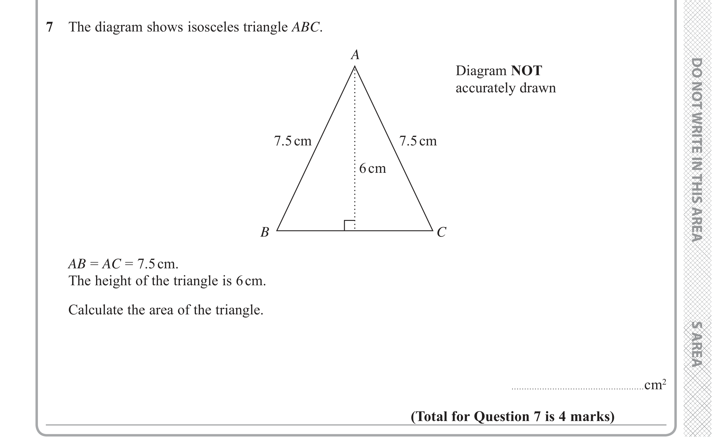 Question 7 — Pythagoras, Perimeter and Area — Edexcel iGCSE June 2019