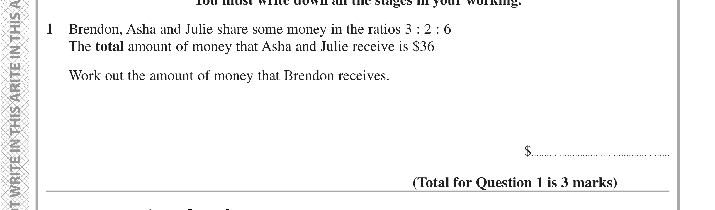 Question 1 — Ratios — Edexcel iGCSE Jan 2020
