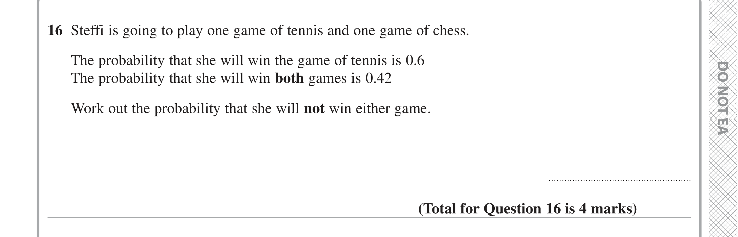 Question 16 — Probability — Edexcel iGCSE Jan 2020