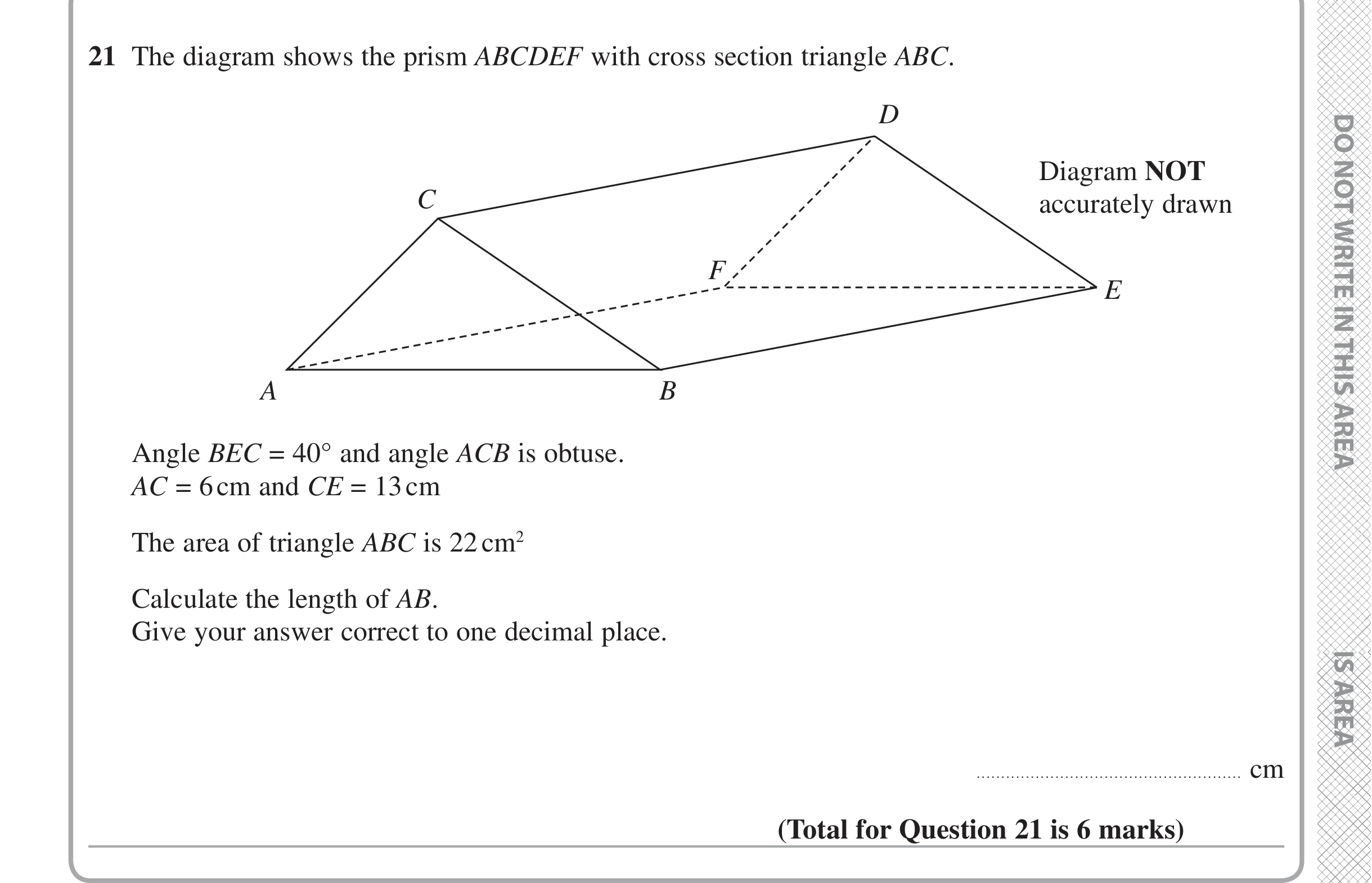 Question 21 — Soh Cah Toa, Sine/Cosine Rule — Edexcel iGCSE Jan 2020