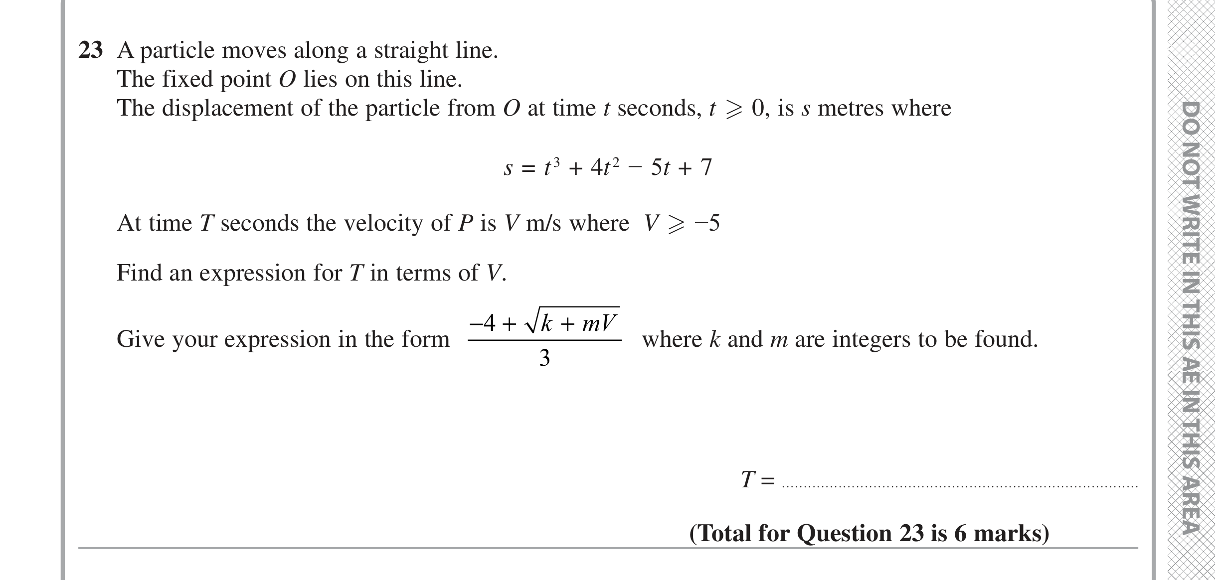 Question 23 — Differentiation — Edexcel iGCSE Jan 2020