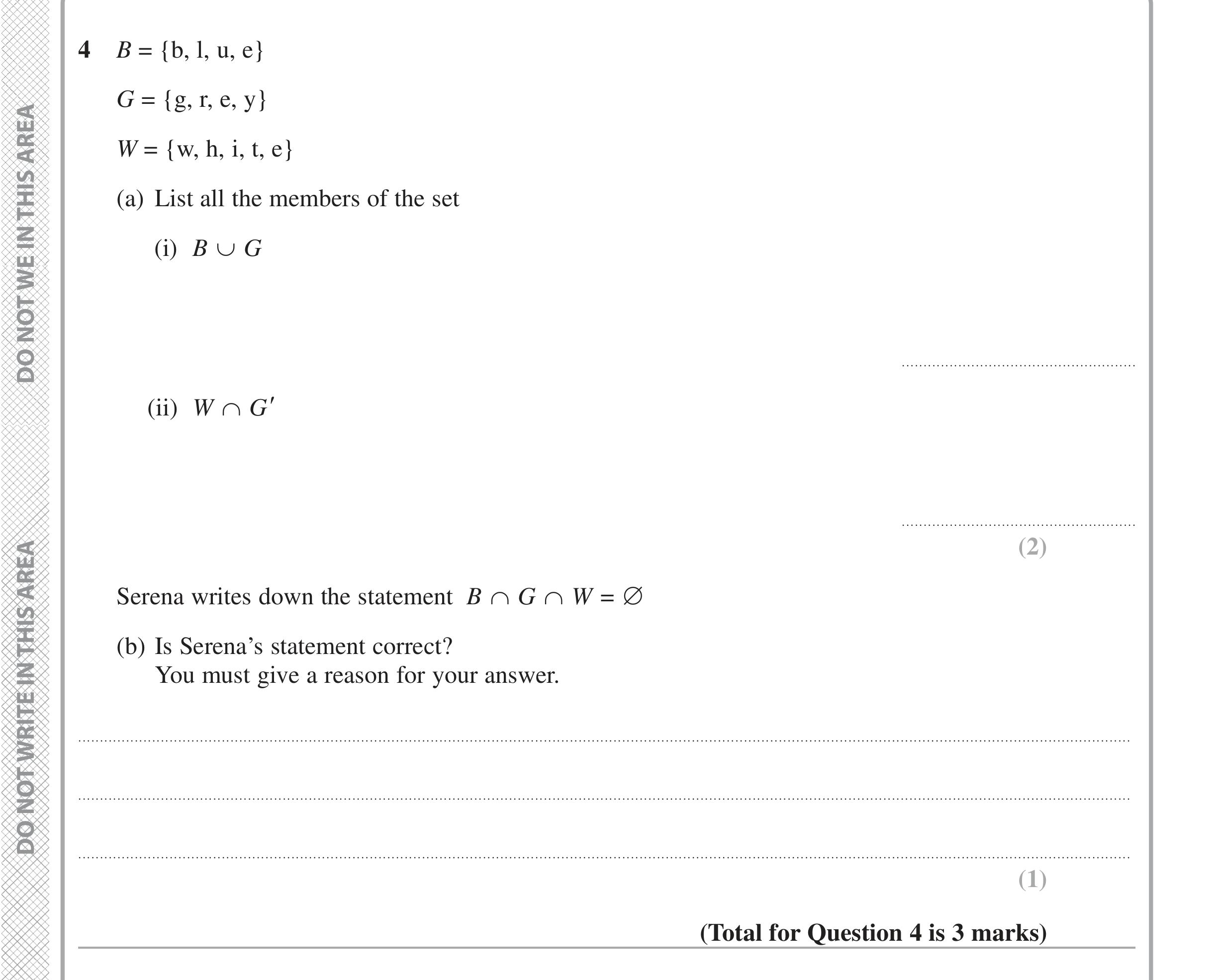Question 4 — Set Notation — Edexcel iGCSE Jan 2020