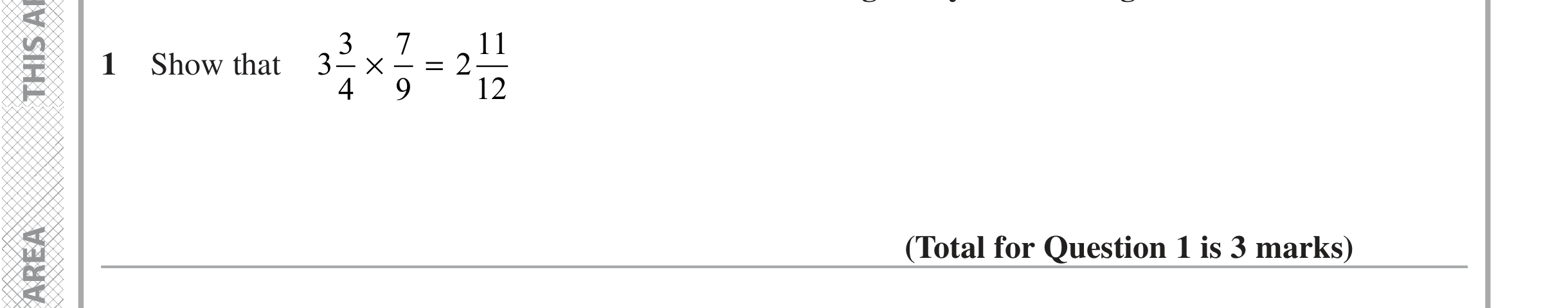 Question 1 — Fractions — Edexcel iGCSE June 2020