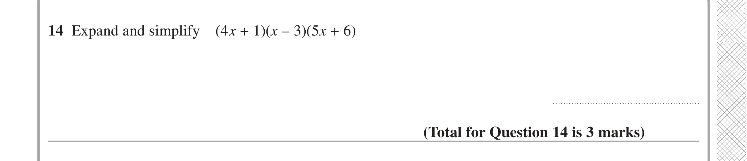 Question 14 — Algebra (Expand/Simplify/Factorise) — Edexcel iGCSE June 2020