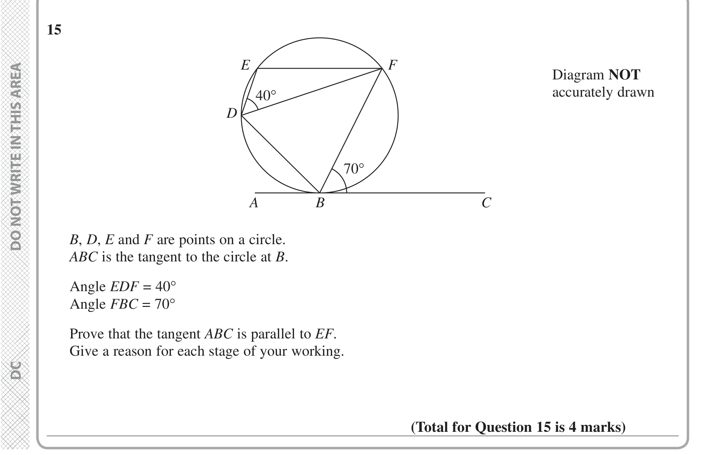 Question 15 — Circle Theorems — Edexcel iGCSE June 2020