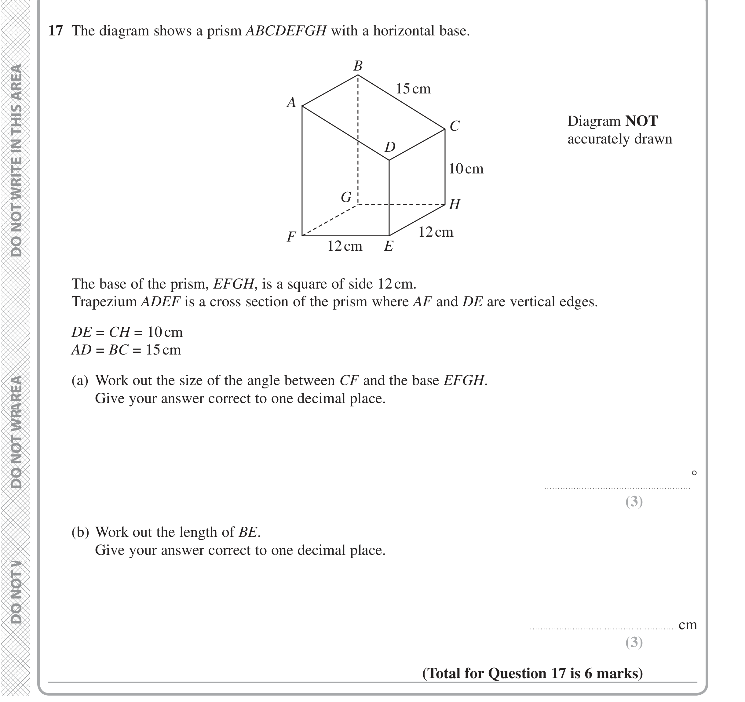 Question 17 — Soh Cah Toa, 3D Pythagoras — Edexcel iGCSE June 2020