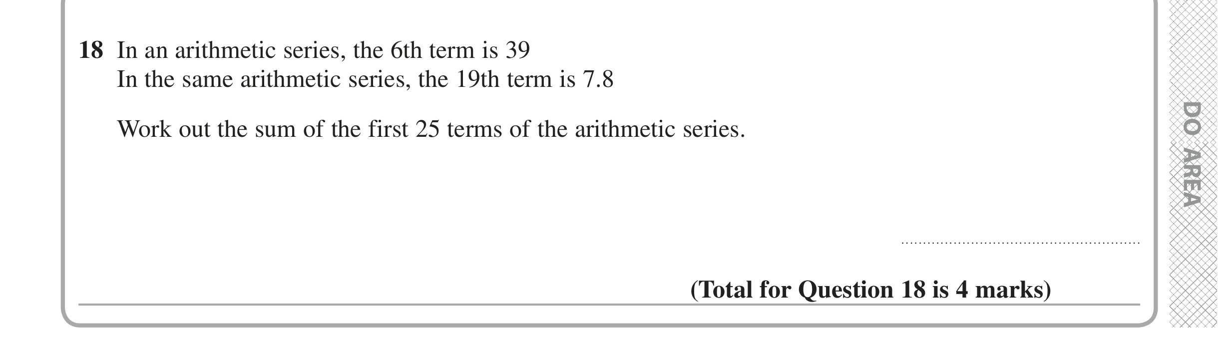 Question 18 — Sequences — Edexcel iGCSE June 2020