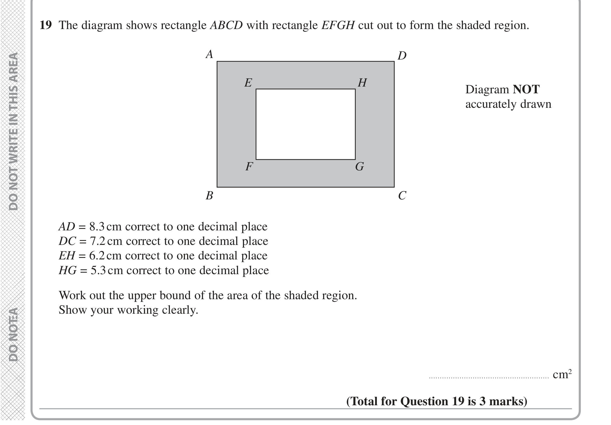 Question 19 — Upper/Lower Bounds, Perimeter and Area — Edexcel iGCSE June 2020