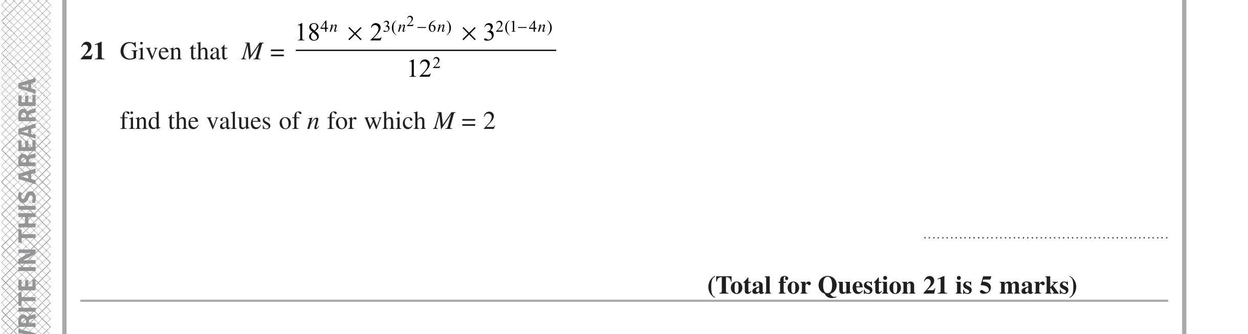 Question 21 — Powers — Edexcel iGCSE June 2020