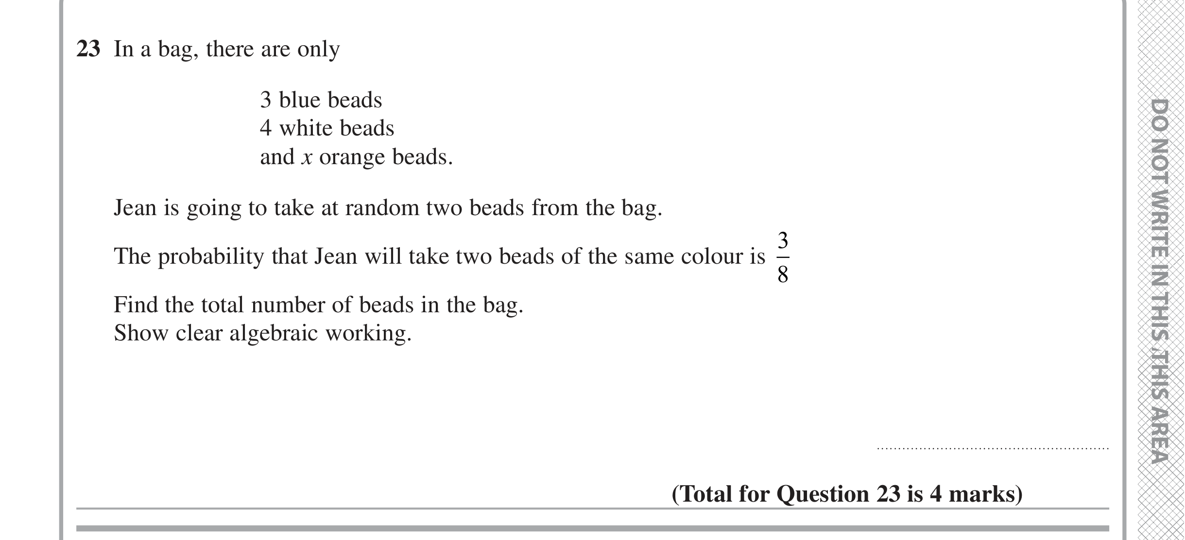 Question 23 — Probability — Edexcel iGCSE June 2020