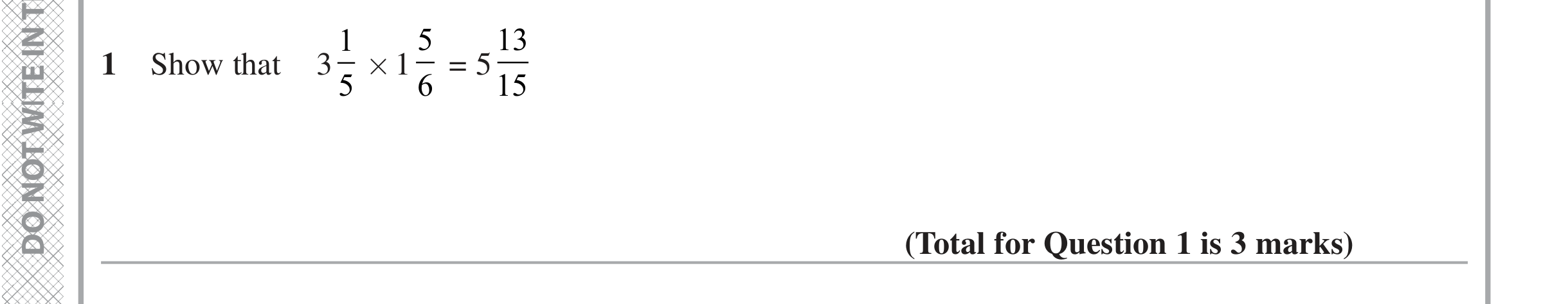 Question 1 — Fractions — Edexcel iGCSE Jan 2021