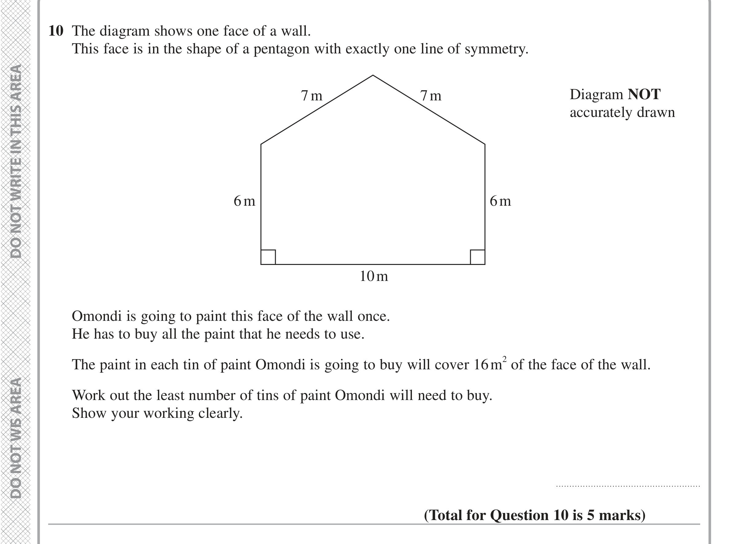Question 10 — Perimeter and Area, Sine/Cosine Rule — Edexcel iGCSE Jan 2021