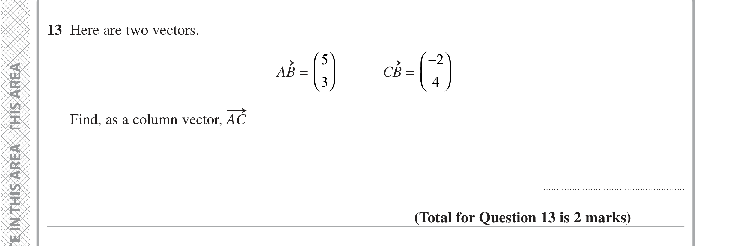 Question 13 — Vectors — Edexcel iGCSE Jan 2021