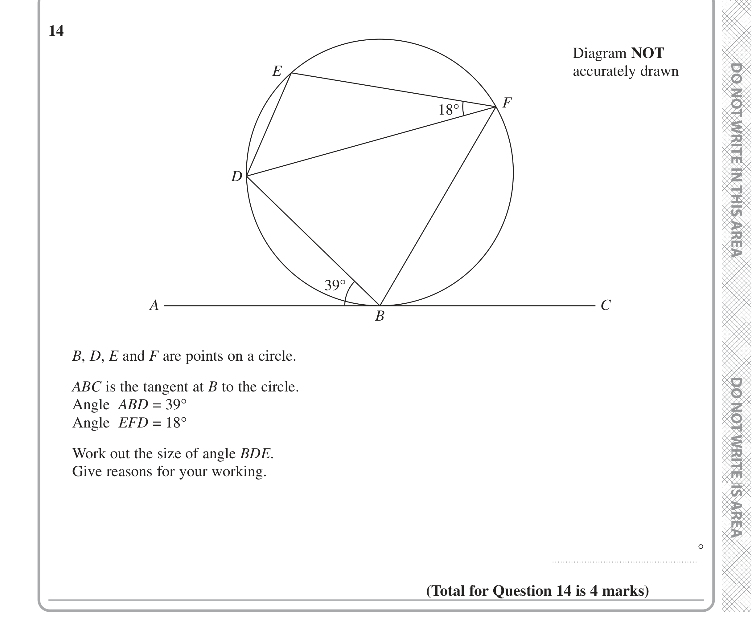 Question 14 — Circle Theorems — Edexcel iGCSE Jan 2021