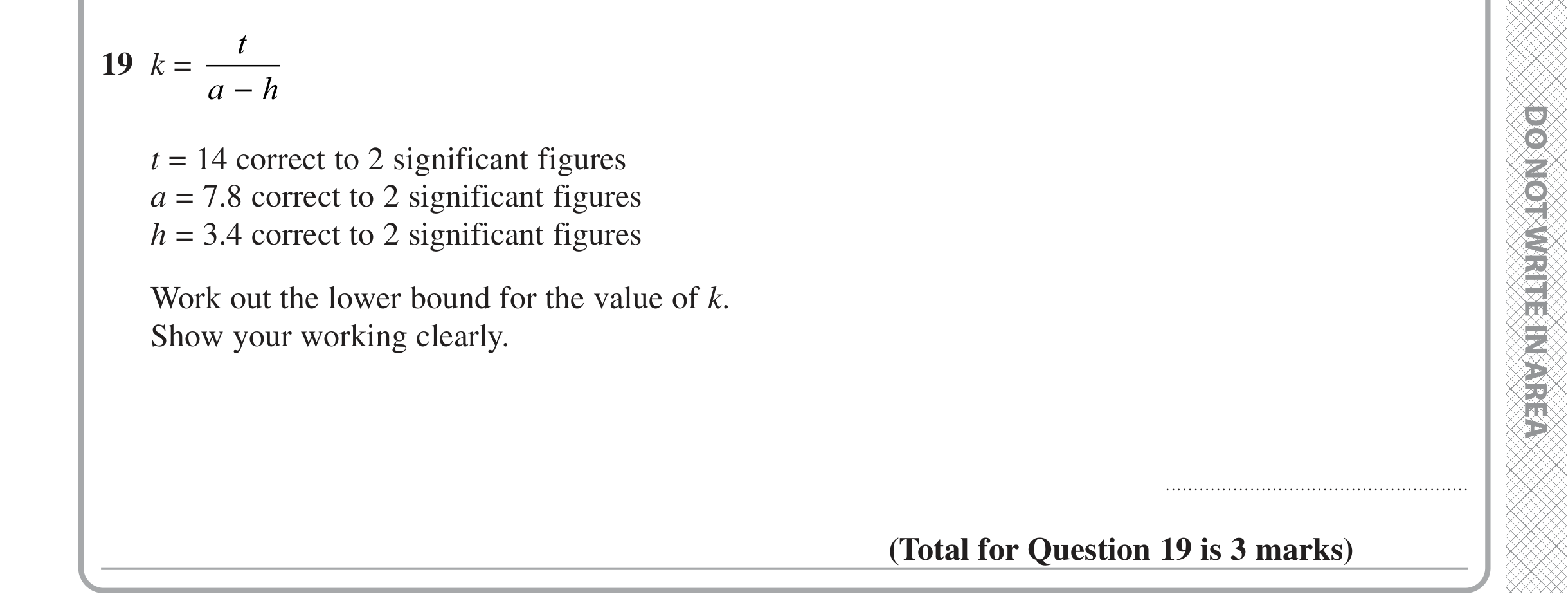 Question 19 — Upper/Lower Bounds — Edexcel iGCSE Jan 2021