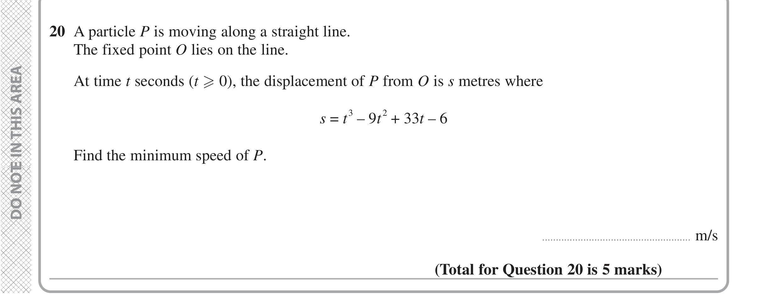 Question 20 — Differentiation — Edexcel iGCSE Jan 2021