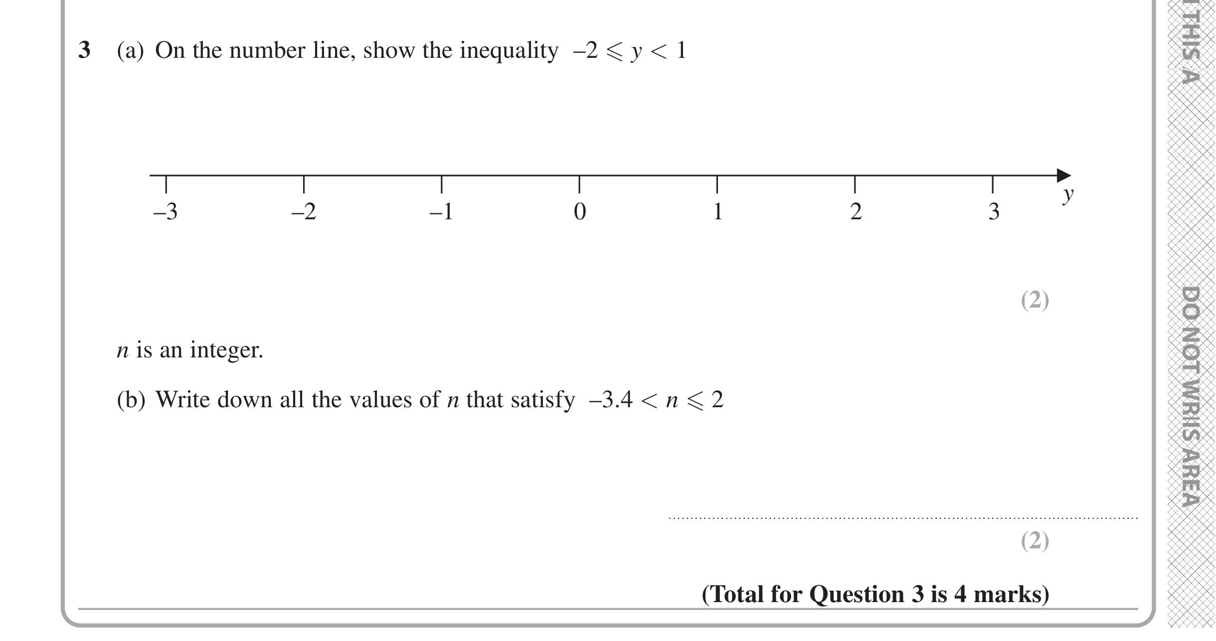 Question 3 — Inequalities — Edexcel iGCSE Jan 2021