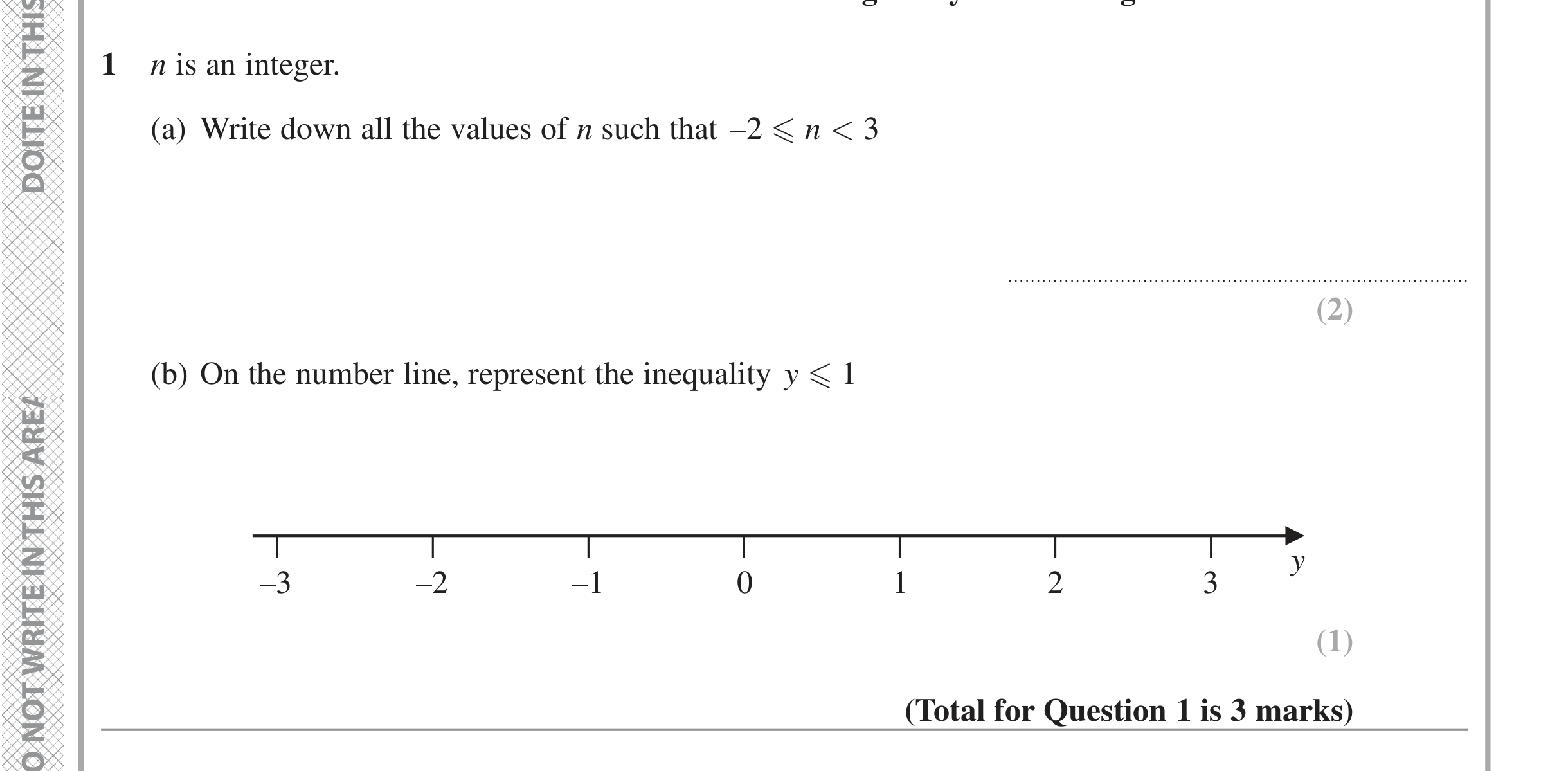Question 1 — Inequalities — Edexcel iGCSE Jan 2022