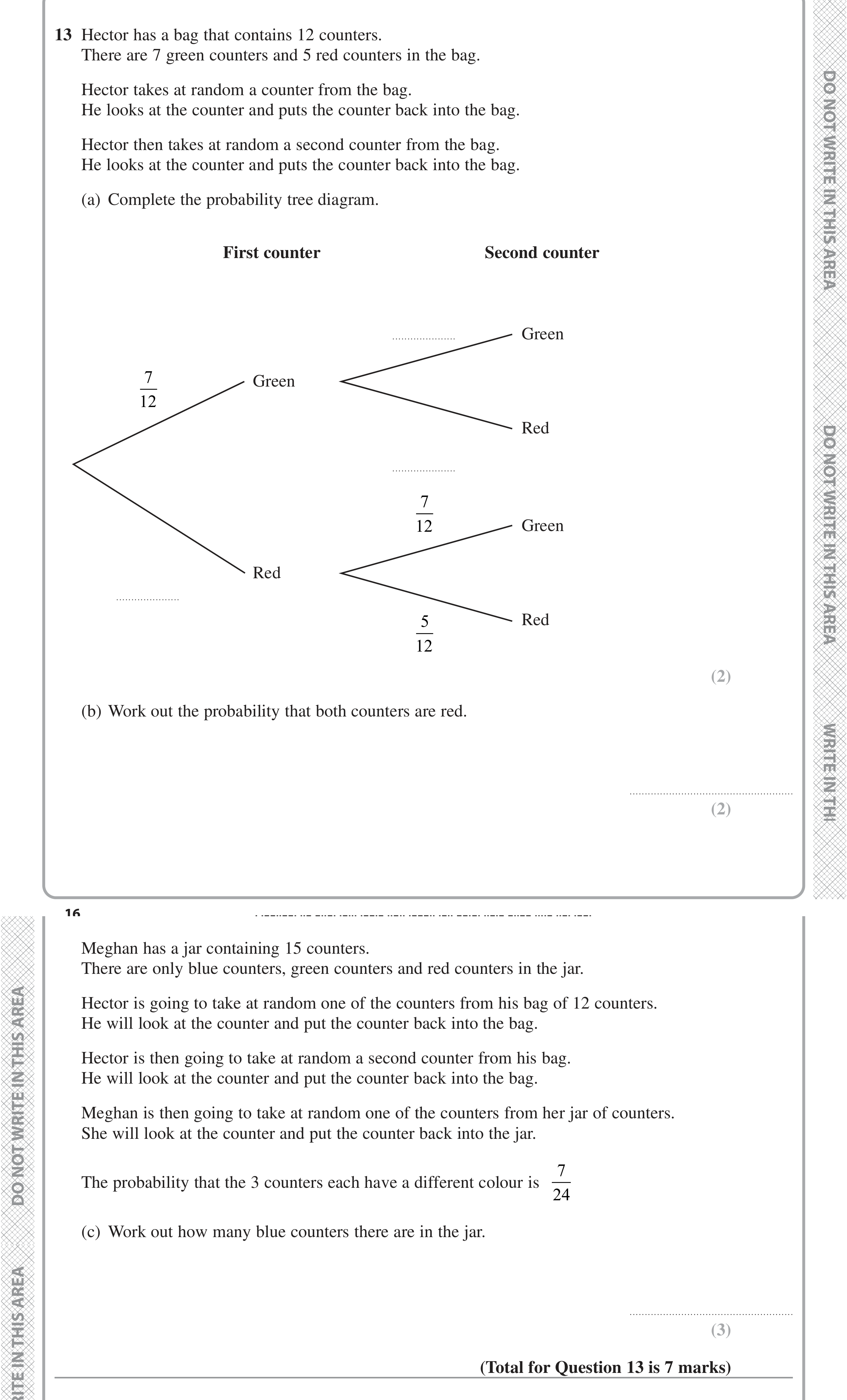 Question 13 — Probability — Edexcel iGCSE Jan 2022