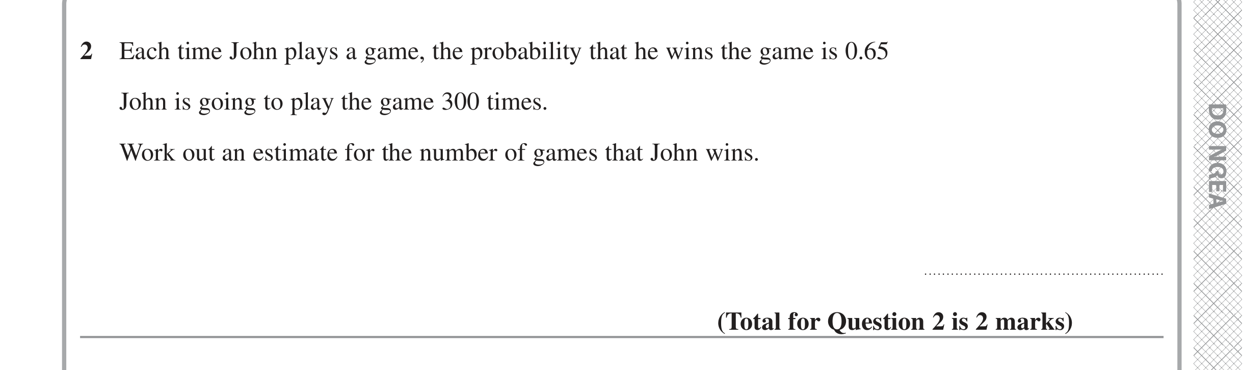 Question 2 — Probability — Edexcel iGCSE Jan 2022