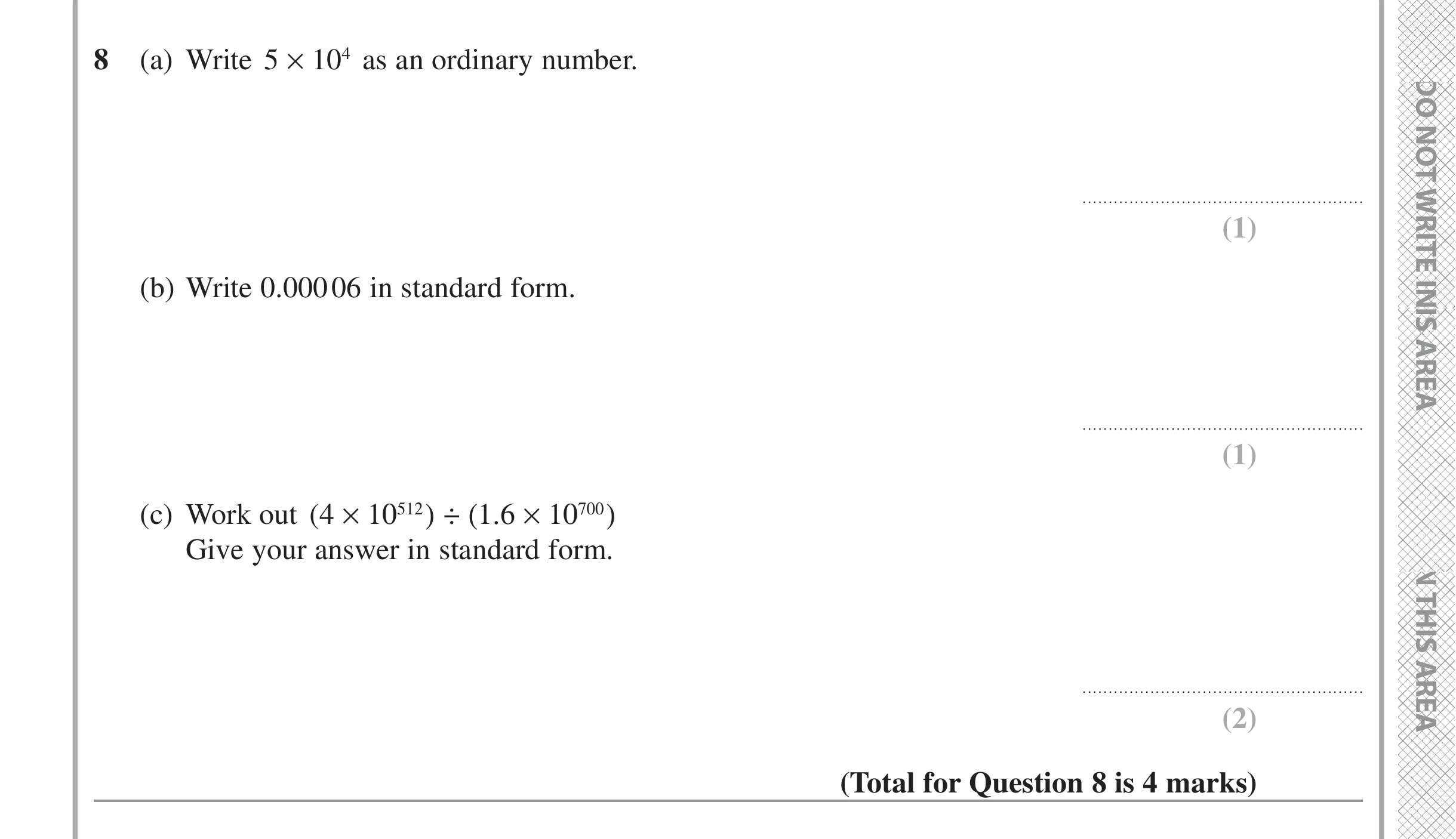 Question 8 — Standard Form — Edexcel iGCSE Jan 2022