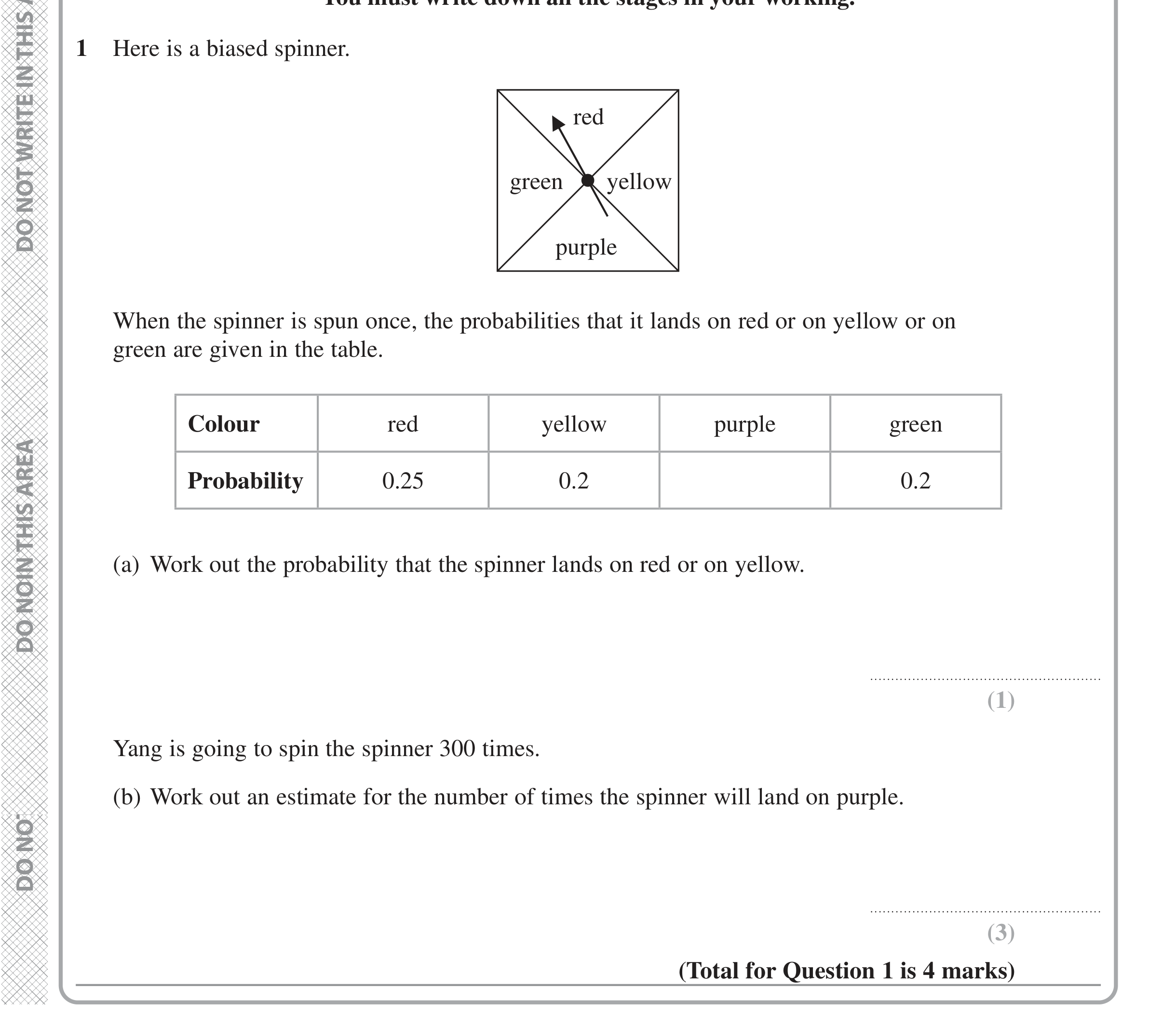 Question 1 — Probability — Edexcel iGCSE June 2022