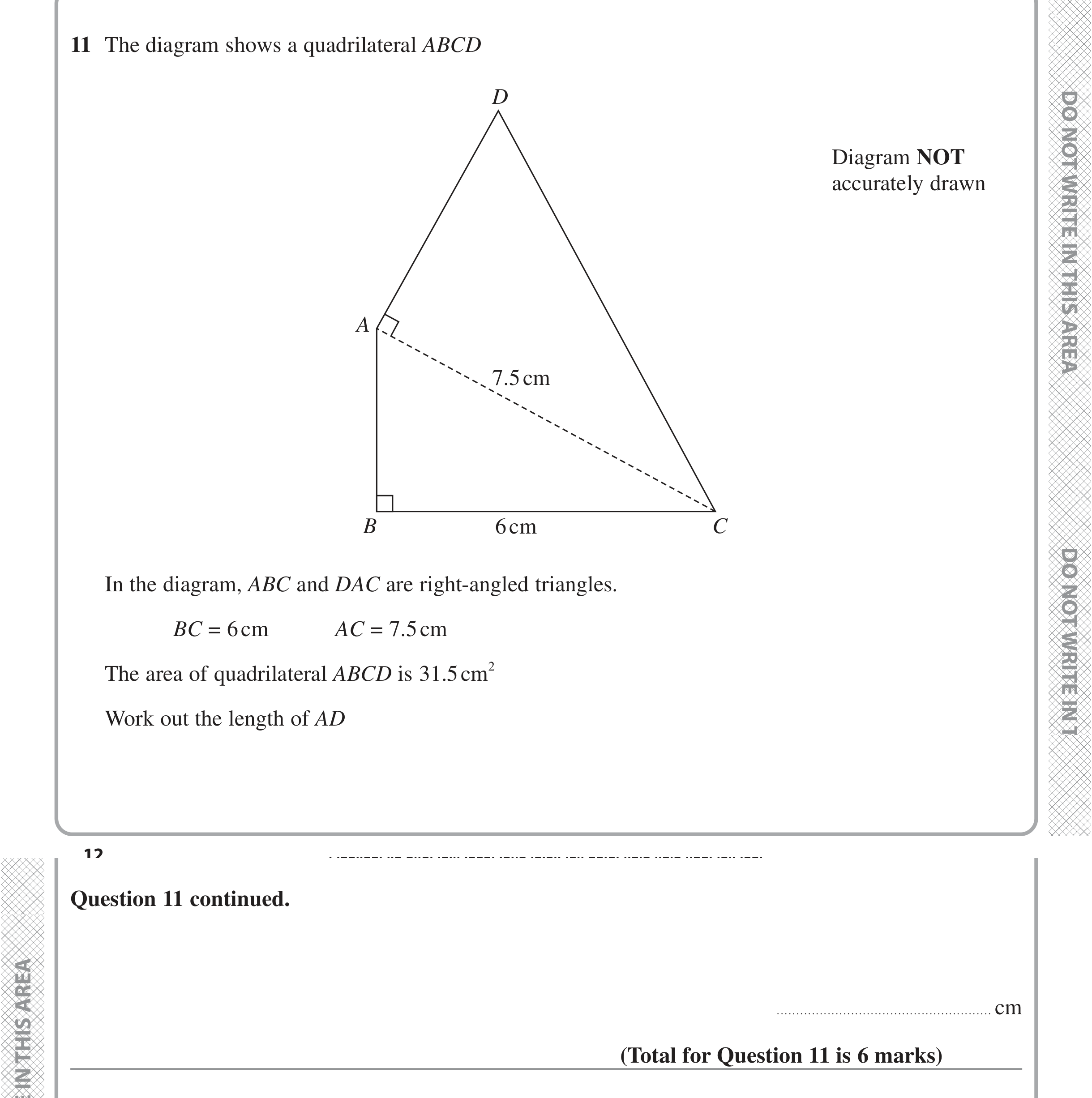 Question 11 — Pythagoras, Perimeter and Area — Edexcel iGCSE June 2022