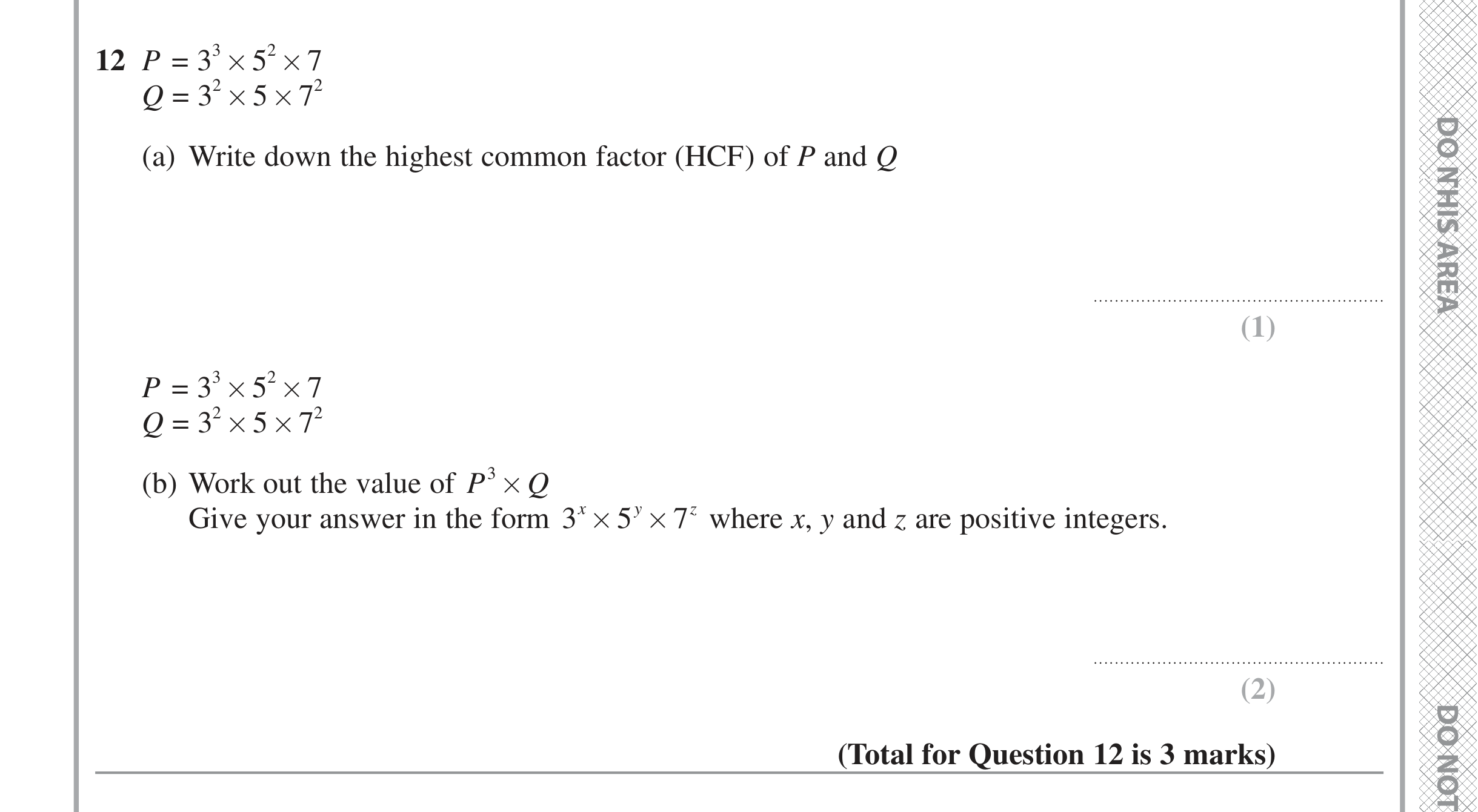 Question 12 — HCF and LCM, Powers — Edexcel iGCSE June 2022