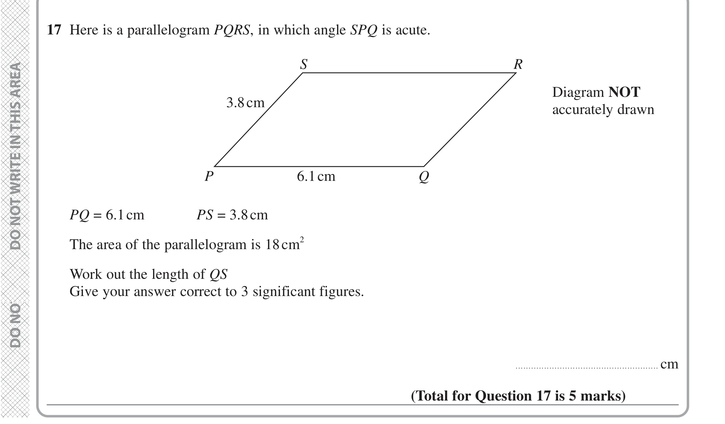 Question 17 — Sine/Cosine Rule, Triangles — Edexcel iGCSE June 2022