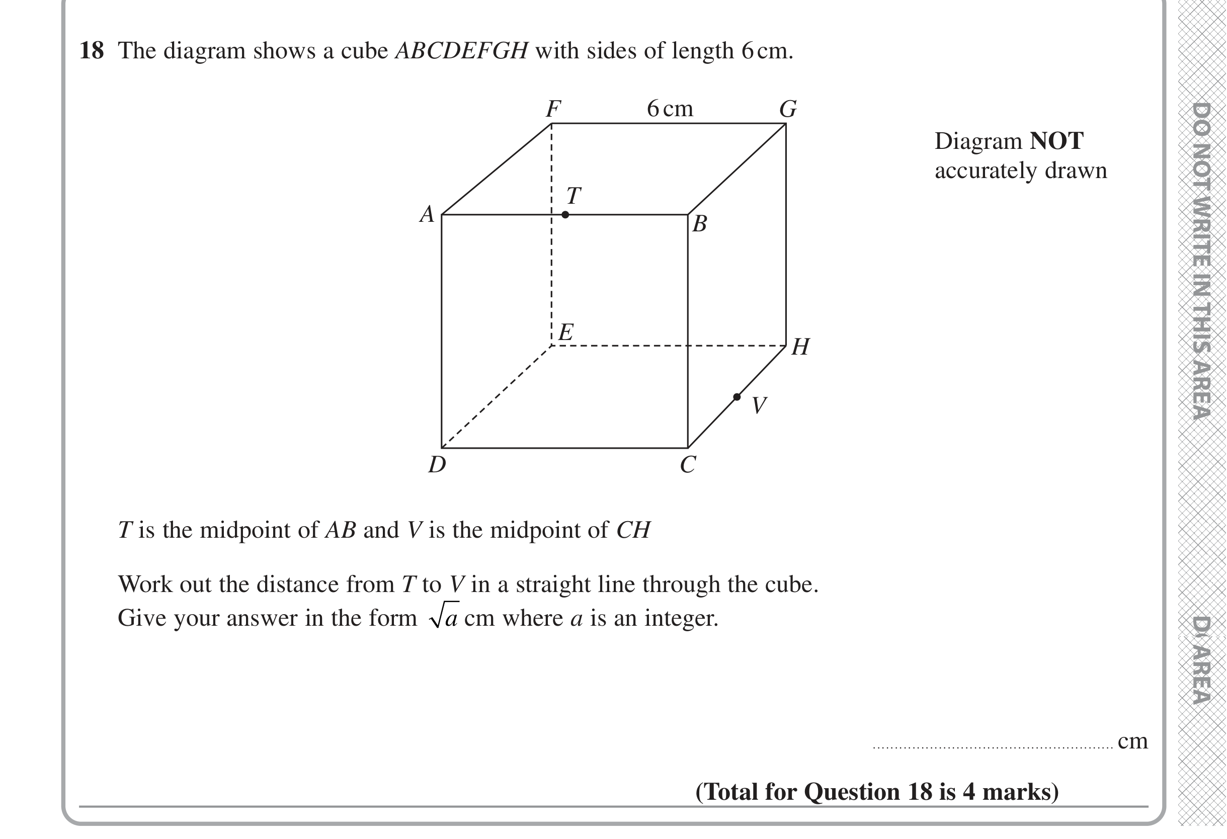 Question 18 — 3D Pythagoras — Edexcel iGCSE June 2022