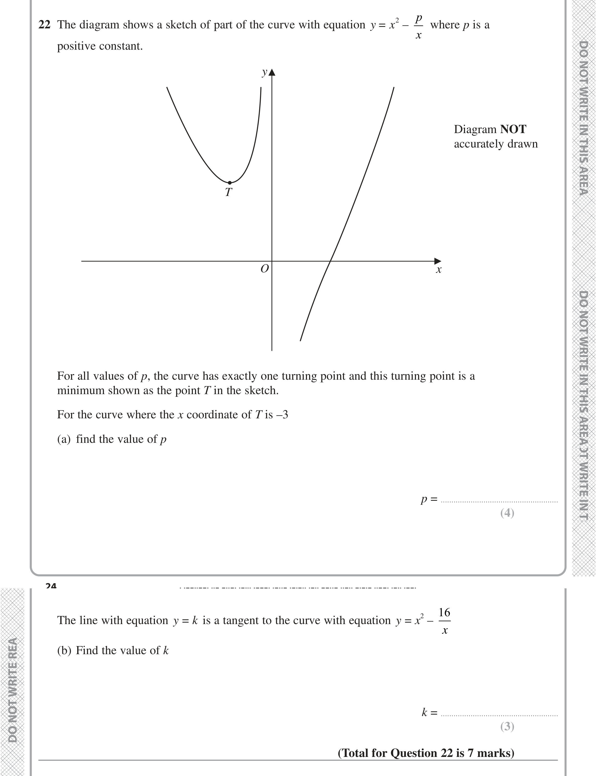 Question 22 — Differentiation — Edexcel iGCSE June 2022