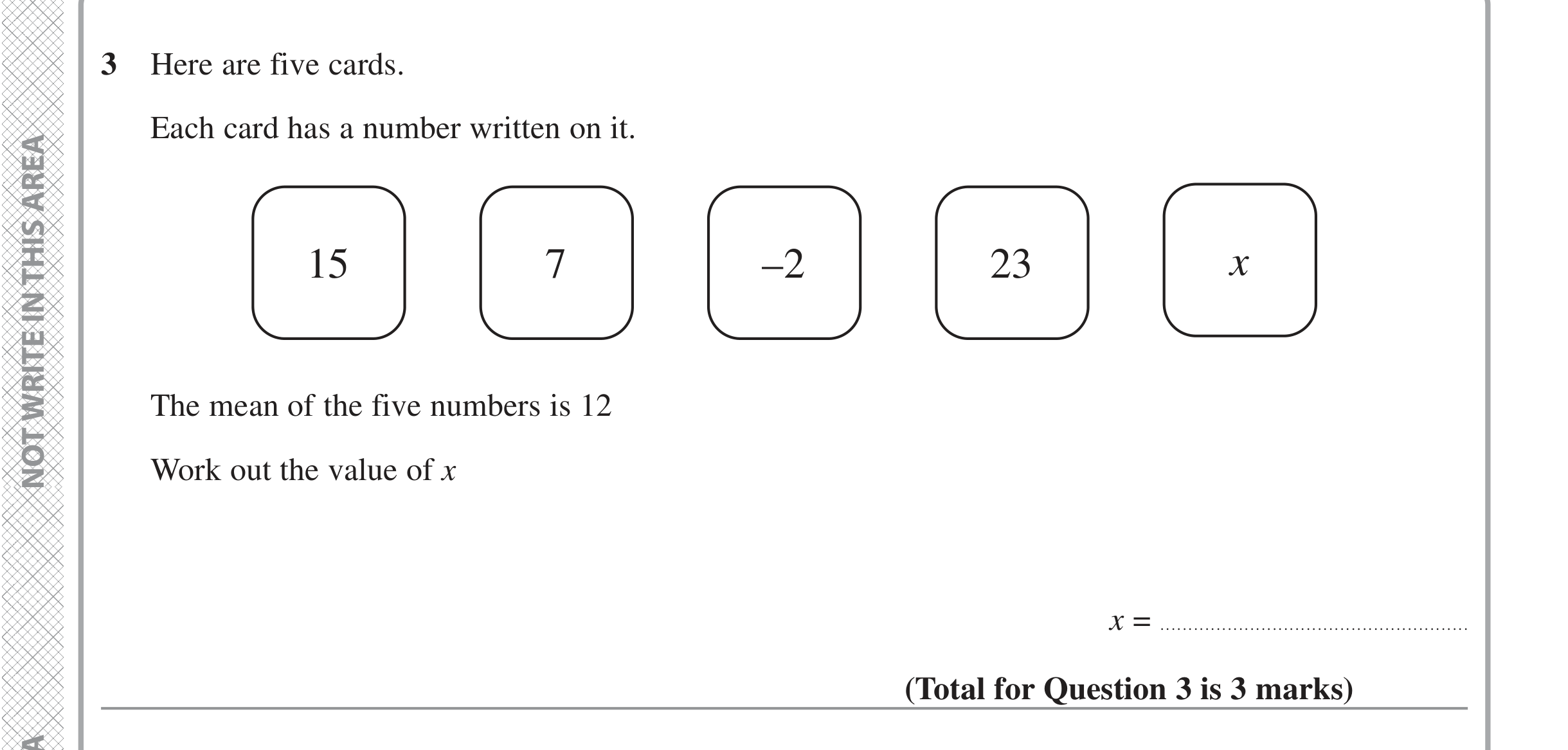 Question 3 — Mean/Median/Mode/Range — Edexcel iGCSE June 2022