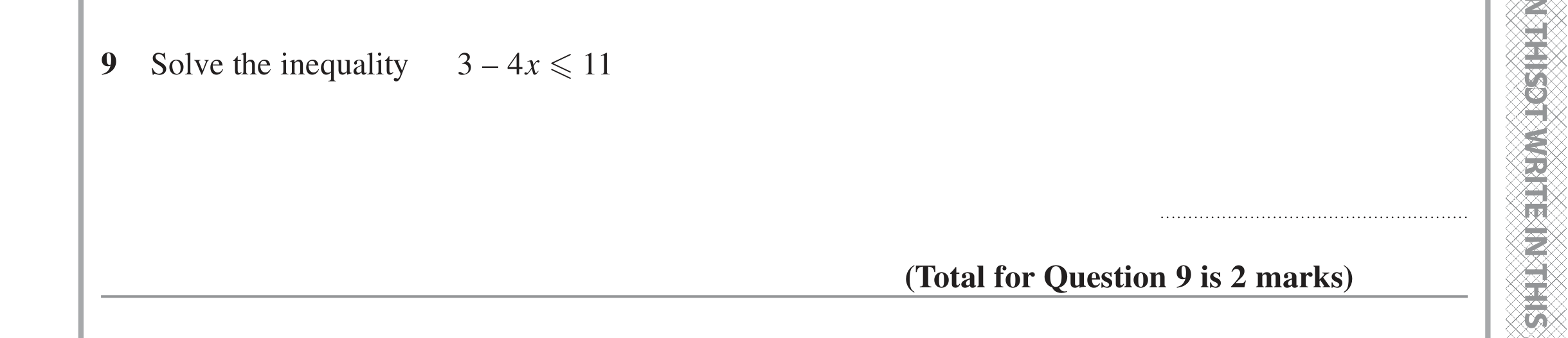 Question 9 — Inequalities — Edexcel iGCSE June 2022