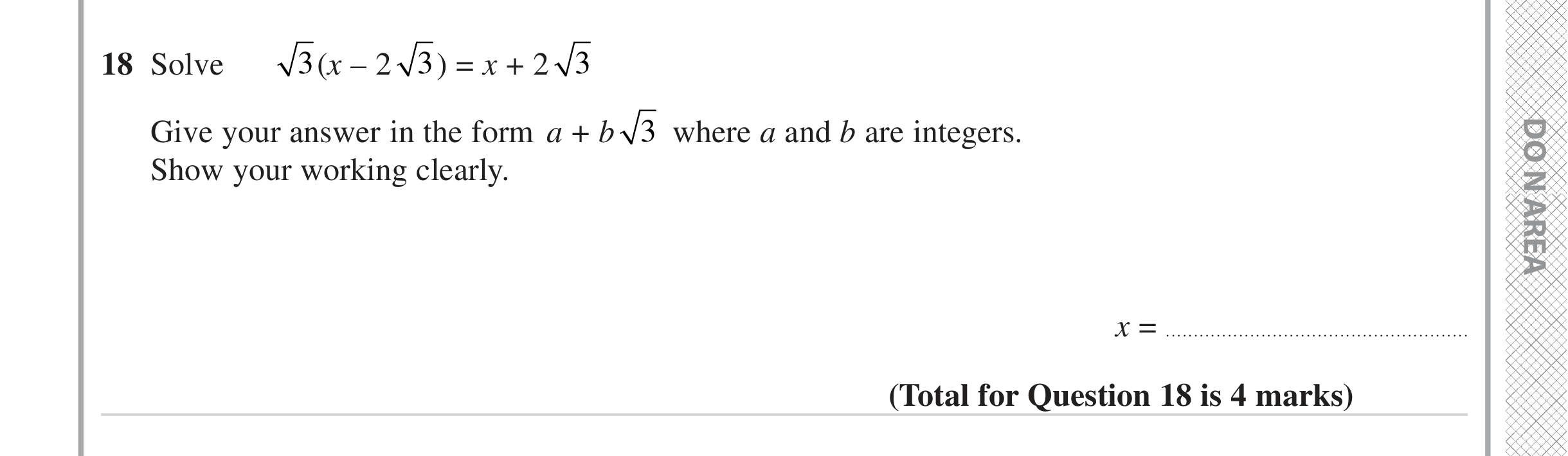Question 18 — Surds — Edexcel iGCSE Jan 2023