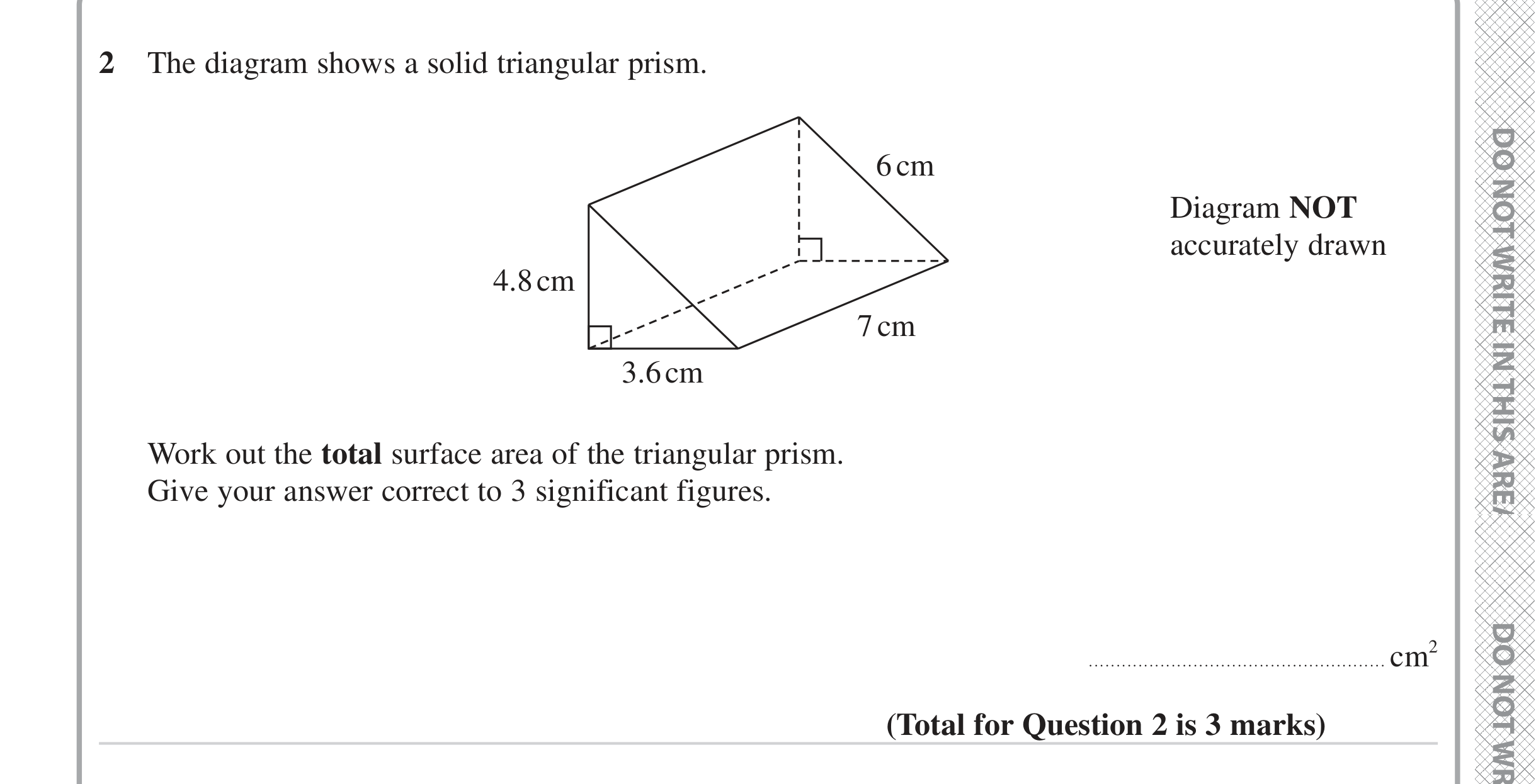Question 2 — Surface Area and Volume — Edexcel iGCSE Jan 2023