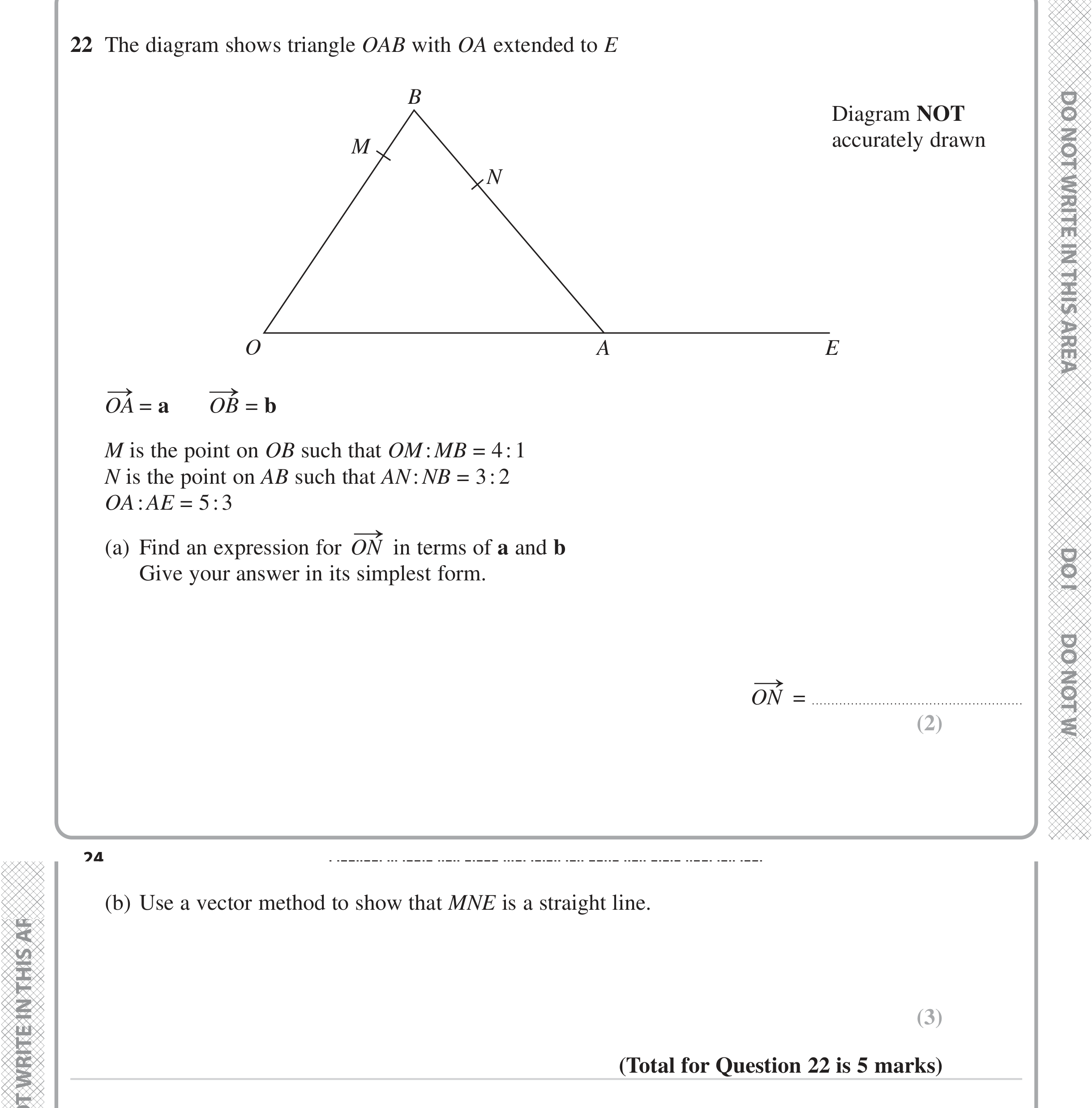 Question 22 — Vectors — Edexcel iGCSE Jan 2023