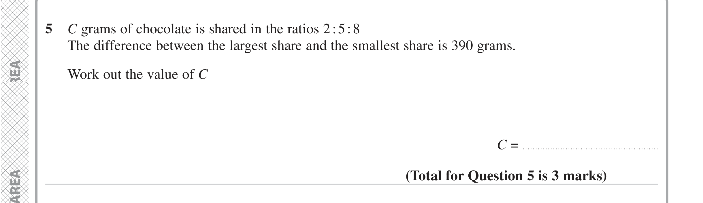 Question 5 — Ratios — Edexcel iGCSE Jan 2023