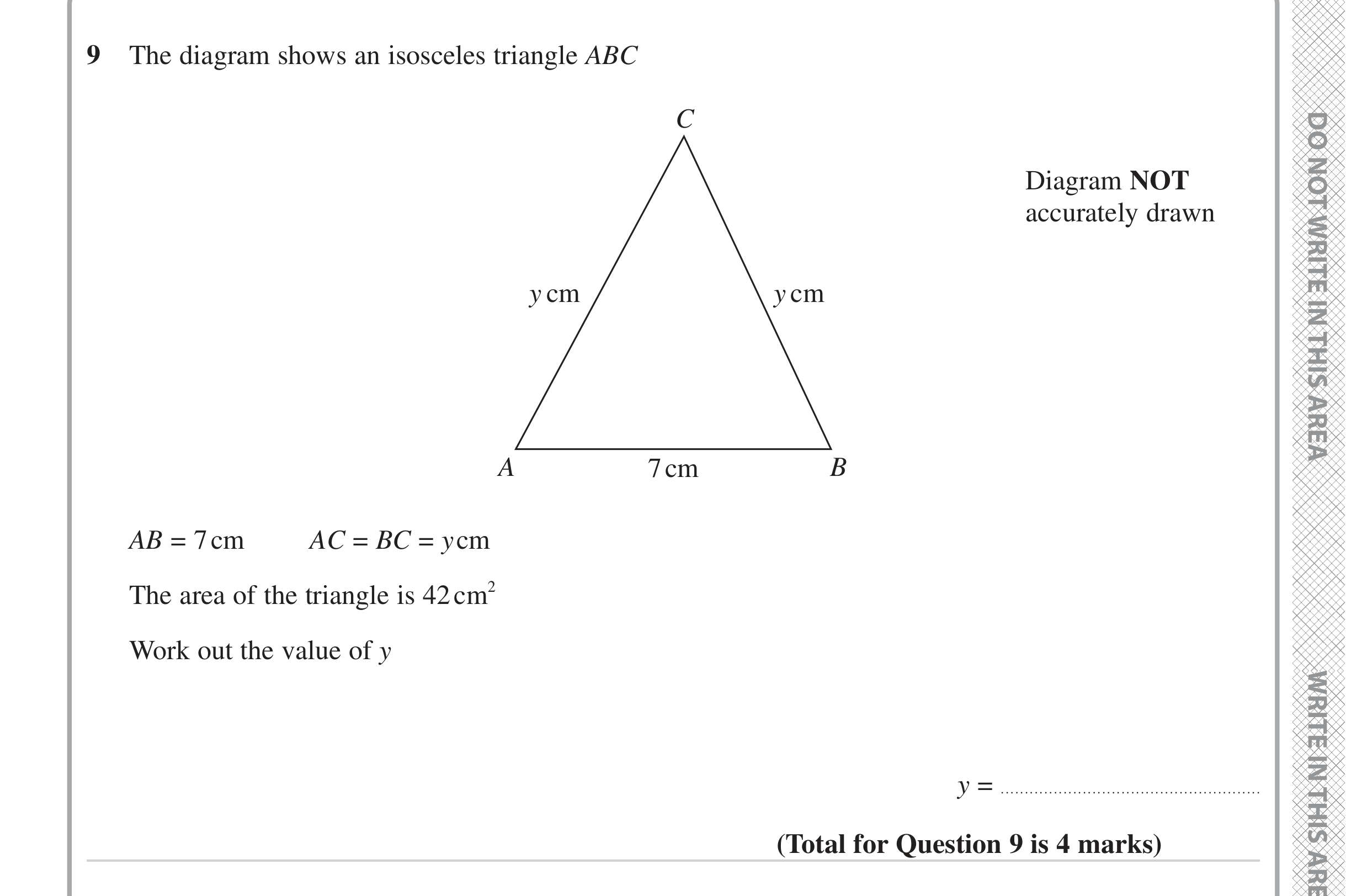 Question 9 — Pythagoras, Perimeter and Area — Edexcel iGCSE Jan 2023