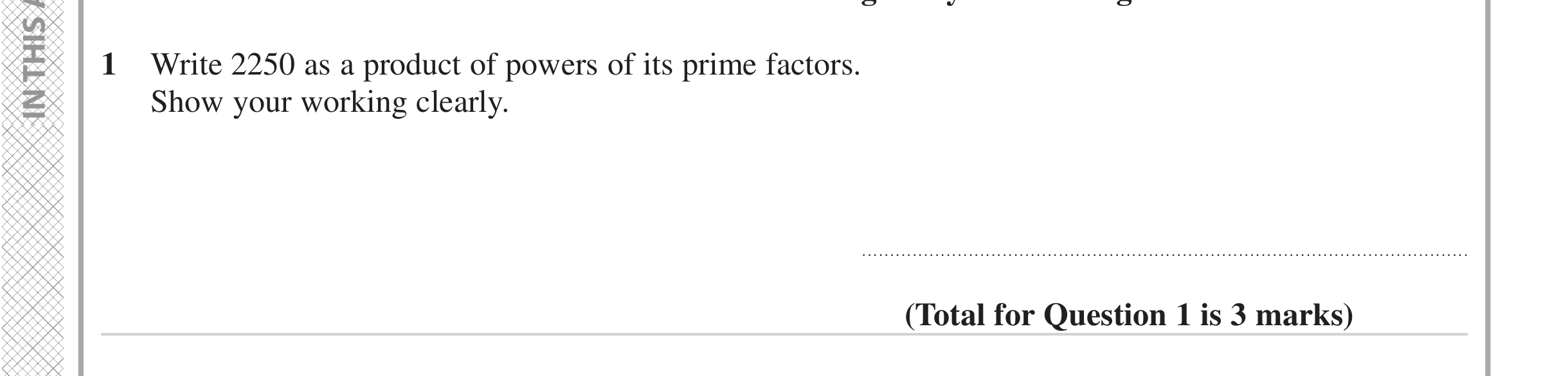Question 1 — Prime Factors — Edexcel iGCSE June 2023