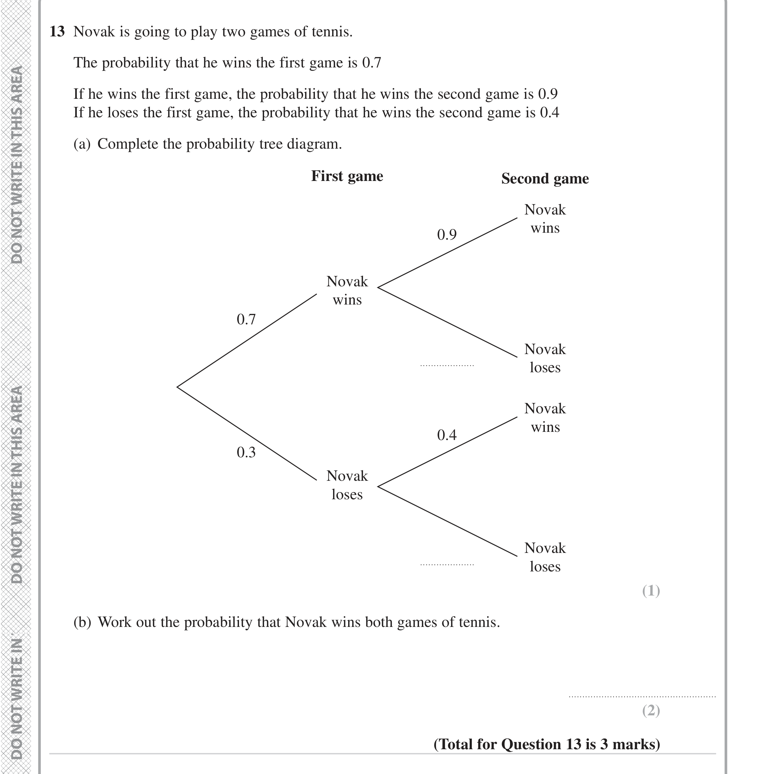 Question 13 — Probability — Edexcel iGCSE June 2023