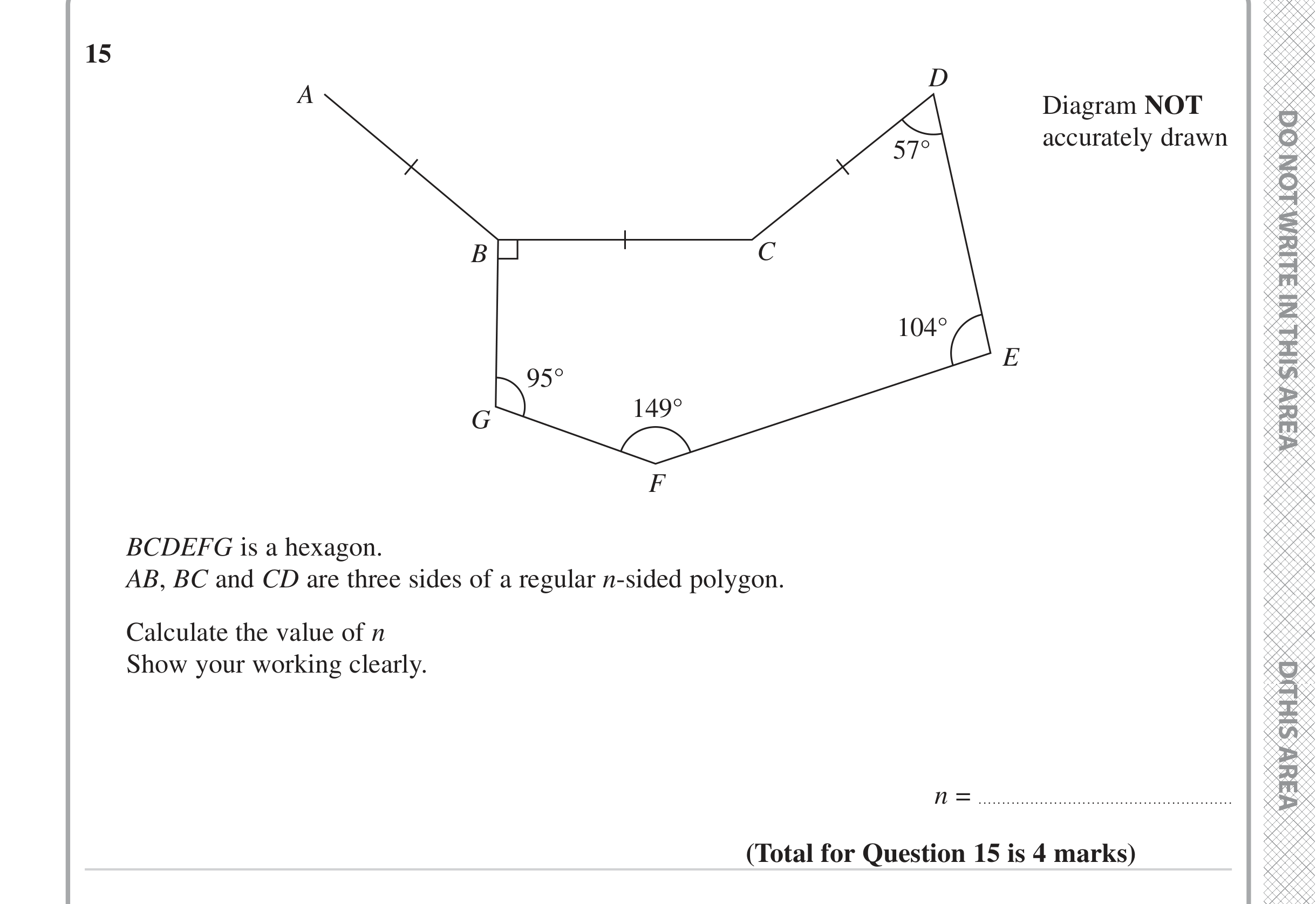 Question 15 — Angles, Polygons — Edexcel iGCSE June 2023