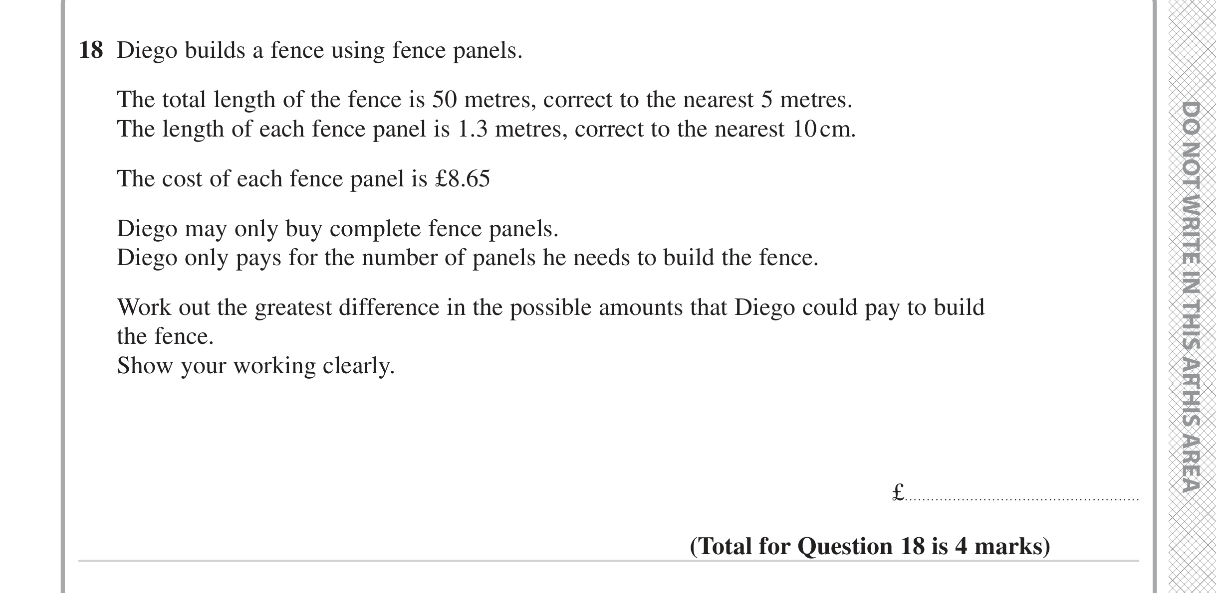 Question 18 — Upper/Lower Bounds — Edexcel iGCSE June 2023