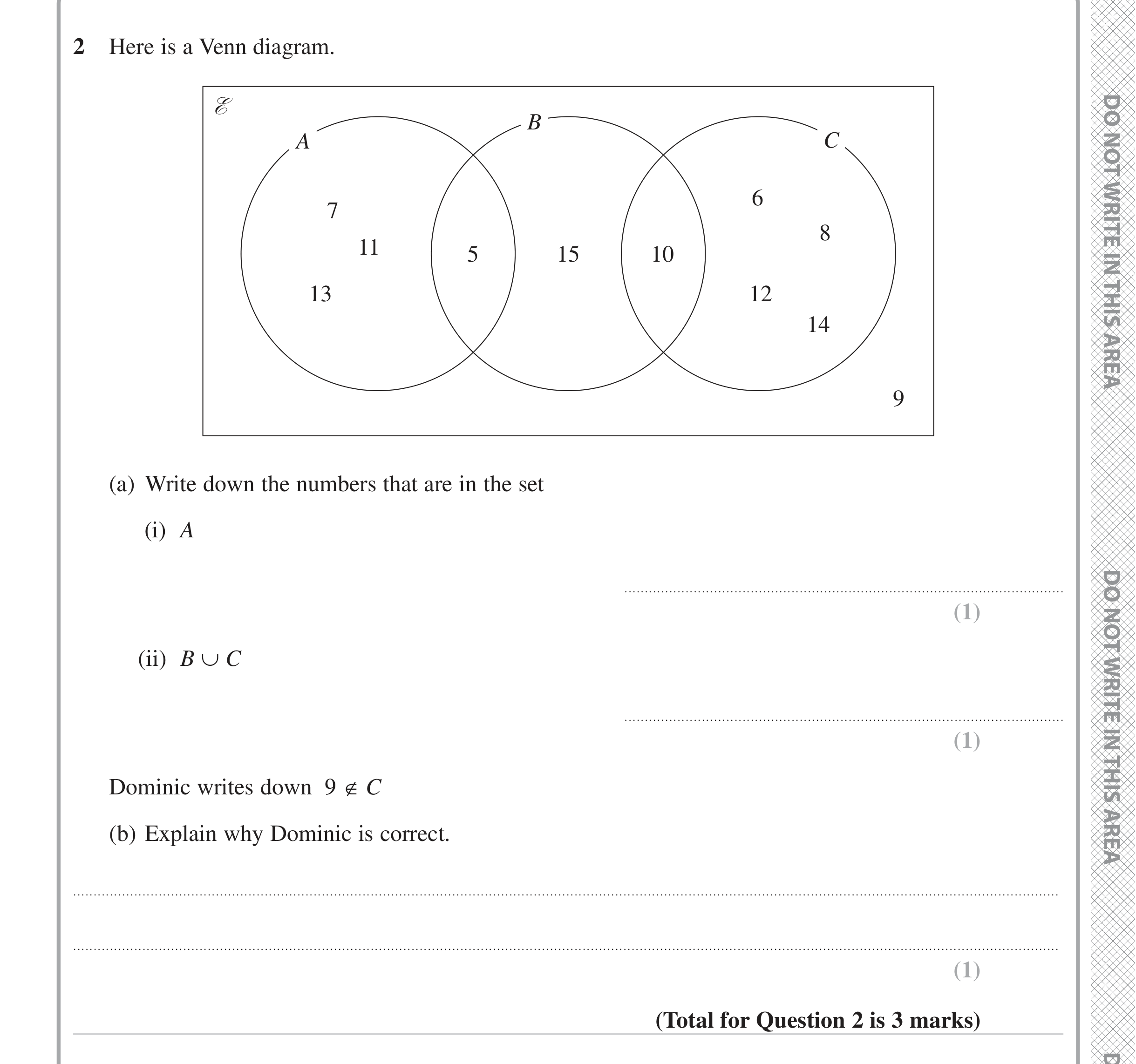 Question 2 — Set Notation — Edexcel iGCSE June 2023