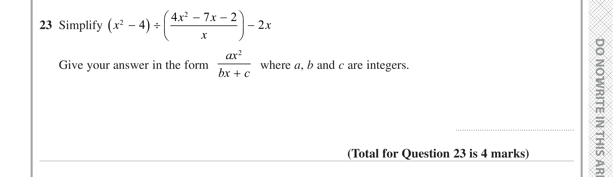 Question 23 — Algebra Fractions — Edexcel iGCSE June 2023