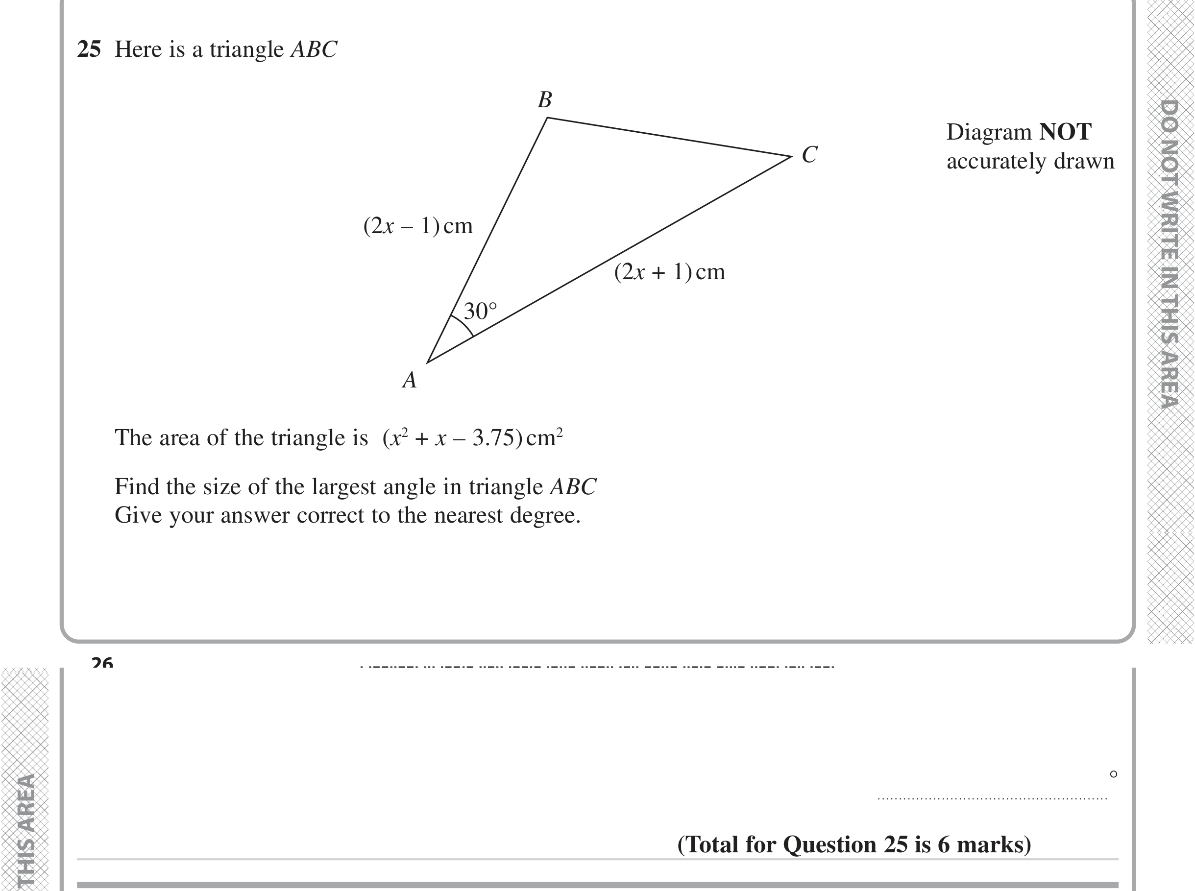Question 25 — Triangles, Sine/Cosine Rule — Edexcel iGCSE June 2023
