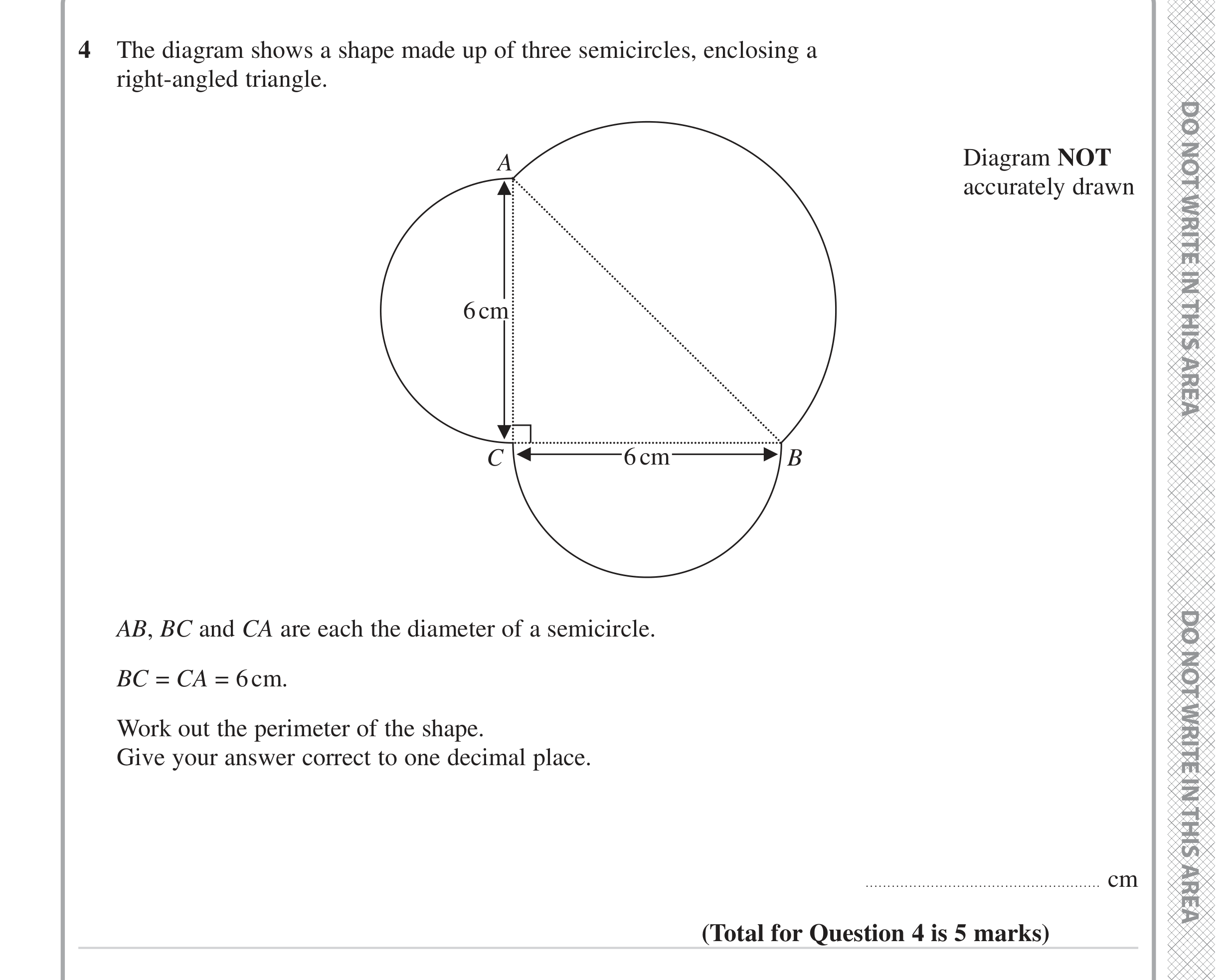 Question 4 — Pythagoras, Perimeter and Area, Circles — Edexcel iGCSE June 2023