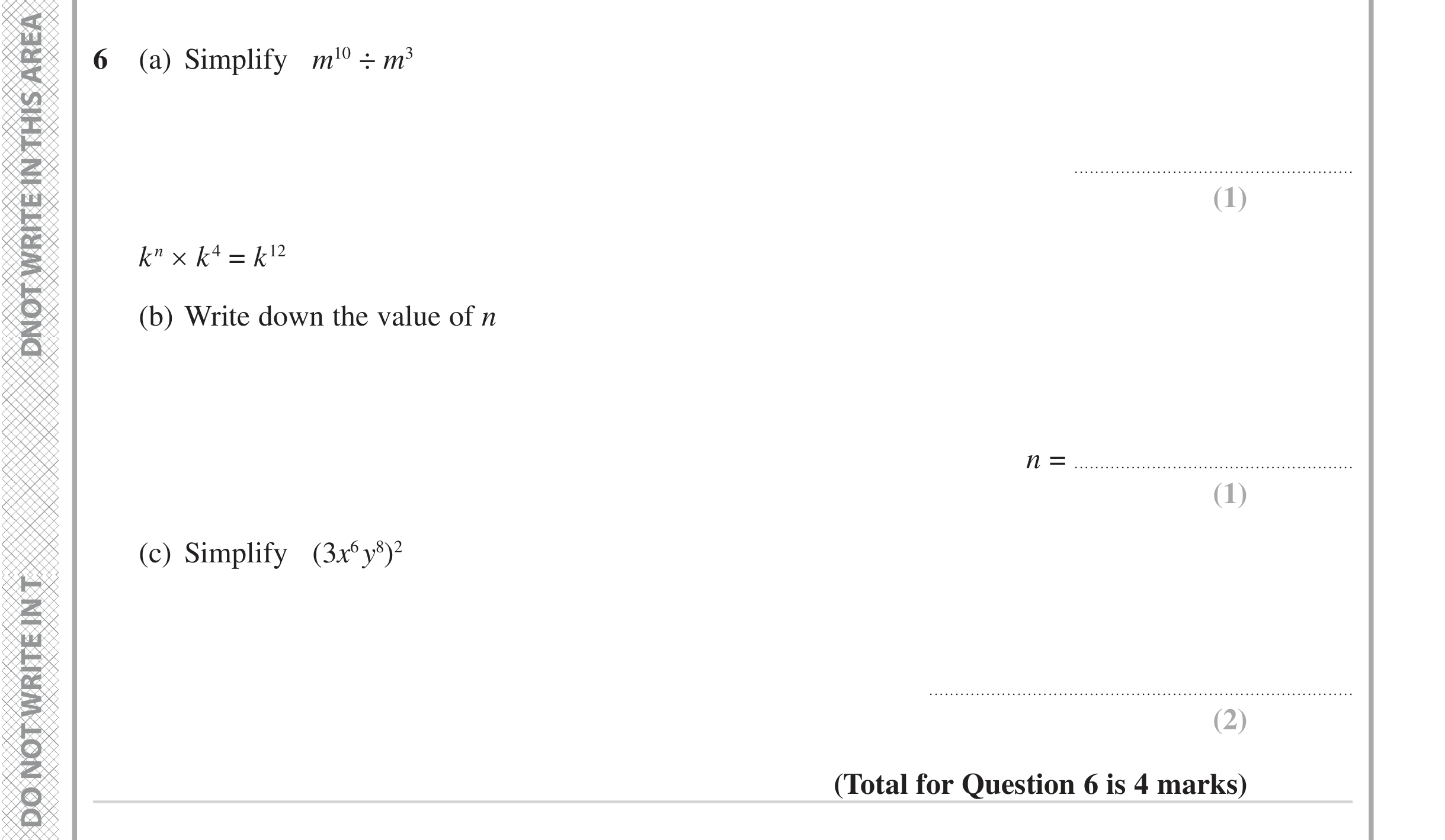 Question 6 — Powers — Edexcel iGCSE June 2023