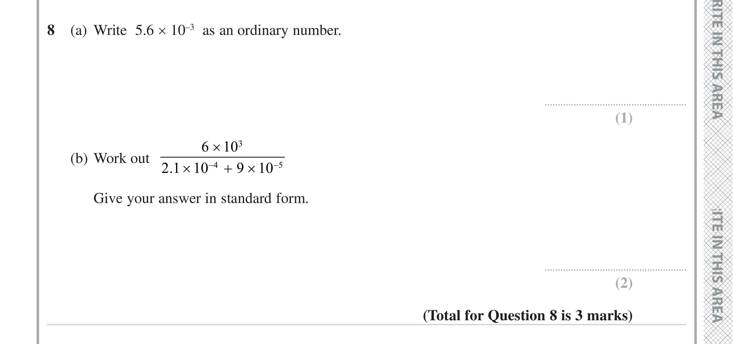 Question 8 — Standard Form — Edexcel iGCSE June 2023