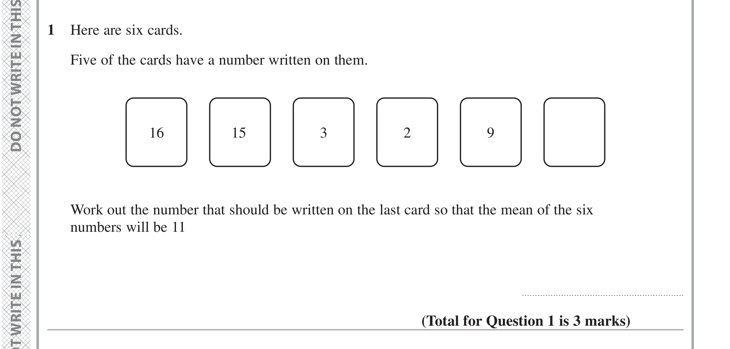 Question 1 — Mean/Median/Mode/Range — Edexcel iGCSE June 2024